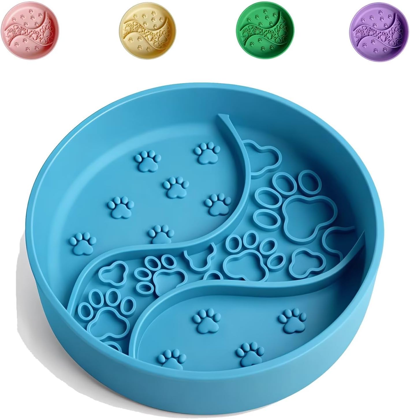 2026 New Silicone Slow Feeder Pet Bowl – 1.8 in Deep Slow-Eat Dog & Cat Bowl with Strong Suction Base, Dry & Wet Food Separation, 2–3 Cups Capacity, Easy Clean Non-Slip Design,BPA-Free