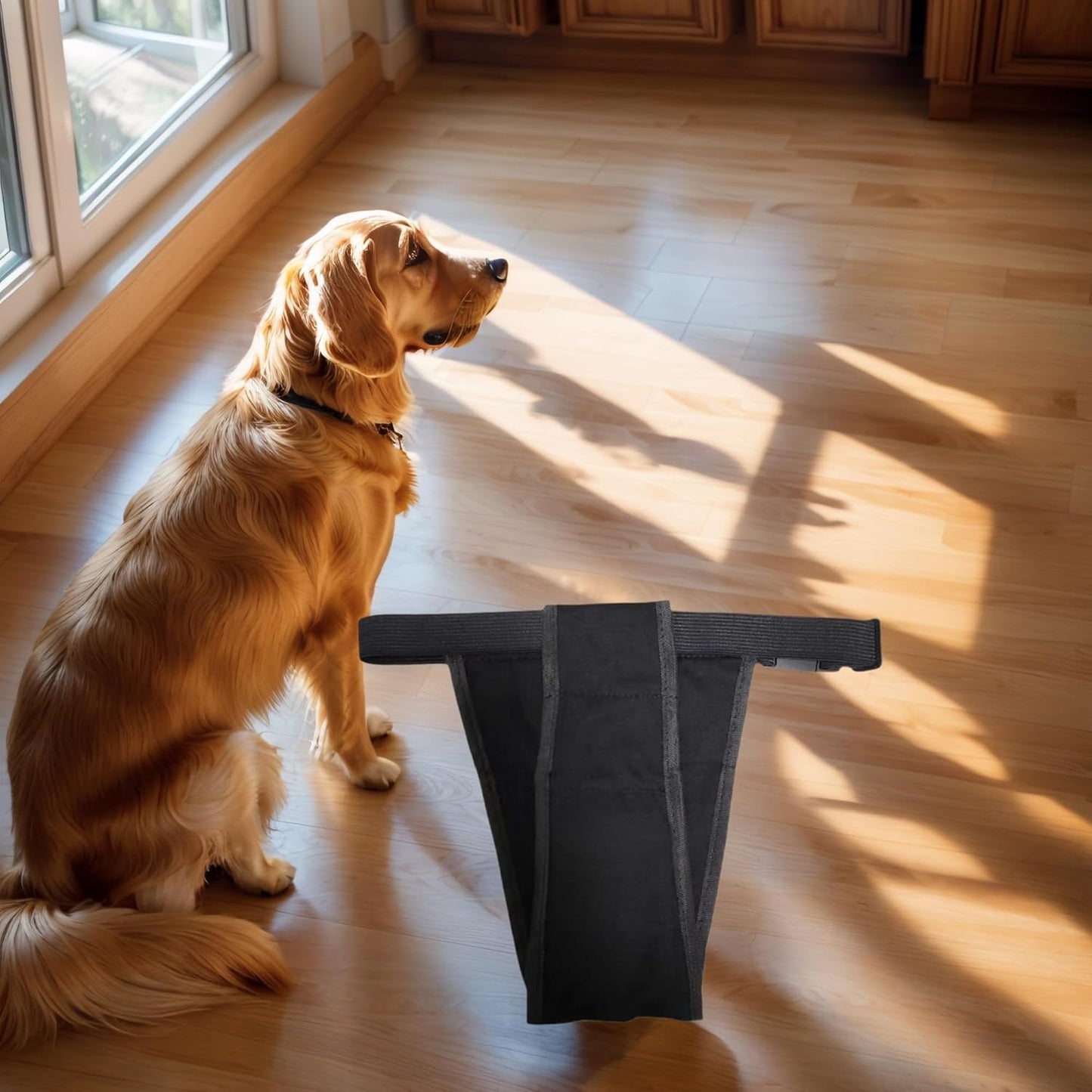 Washable Dog Diapers for Heat and Incontinence - Aimosheng Reusable Female Dog Diapers, Highly Absorbent, Adjustable Belly Bands for Large Dogs Black L