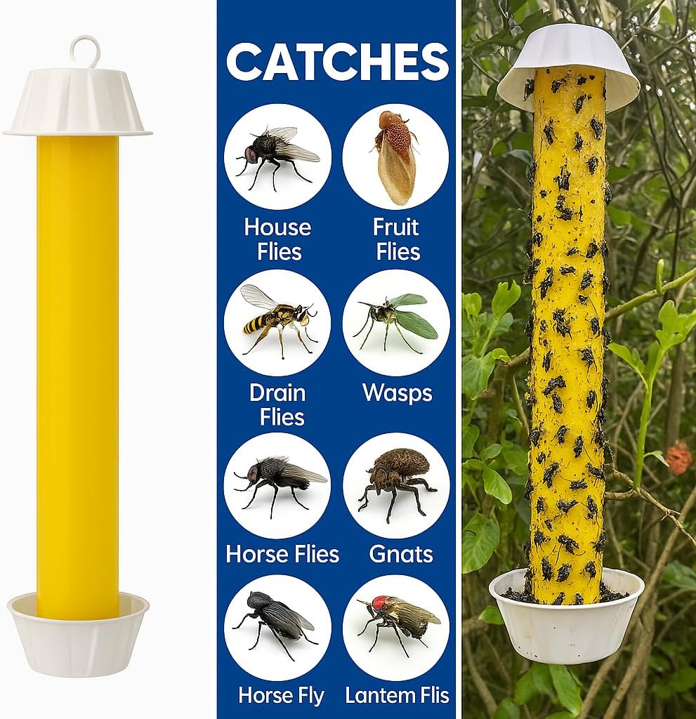 Fly Stick Sticky Fly Traps for Indoors and Outdoor Wasp Traps - Effective Pest Control 4 Pack