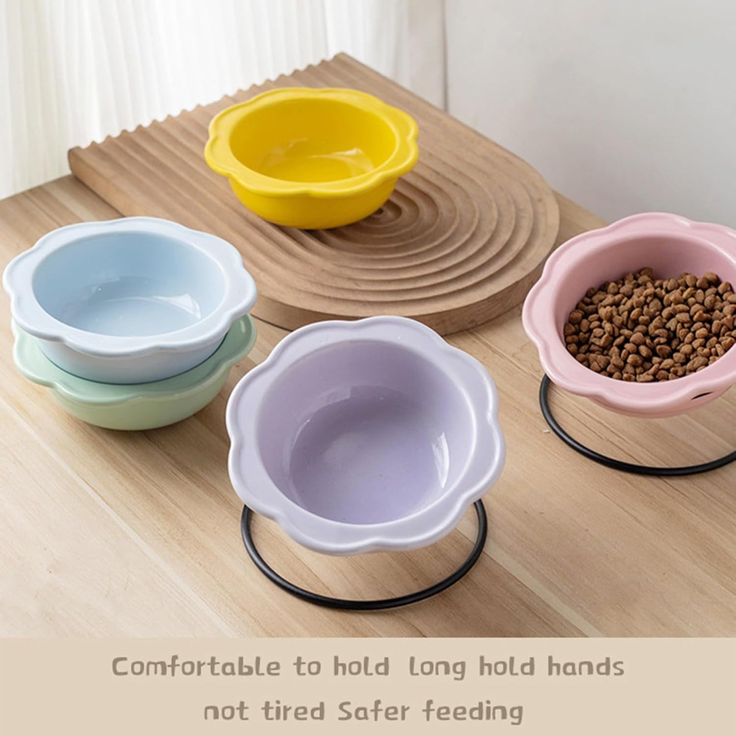 Elevated Ceramic Cats Dish Feeder Bowl with Iron Stand for Kittens Dog Health Eating Home Decors Feeding Watering Supply Elevated Cats Food Water Bowl