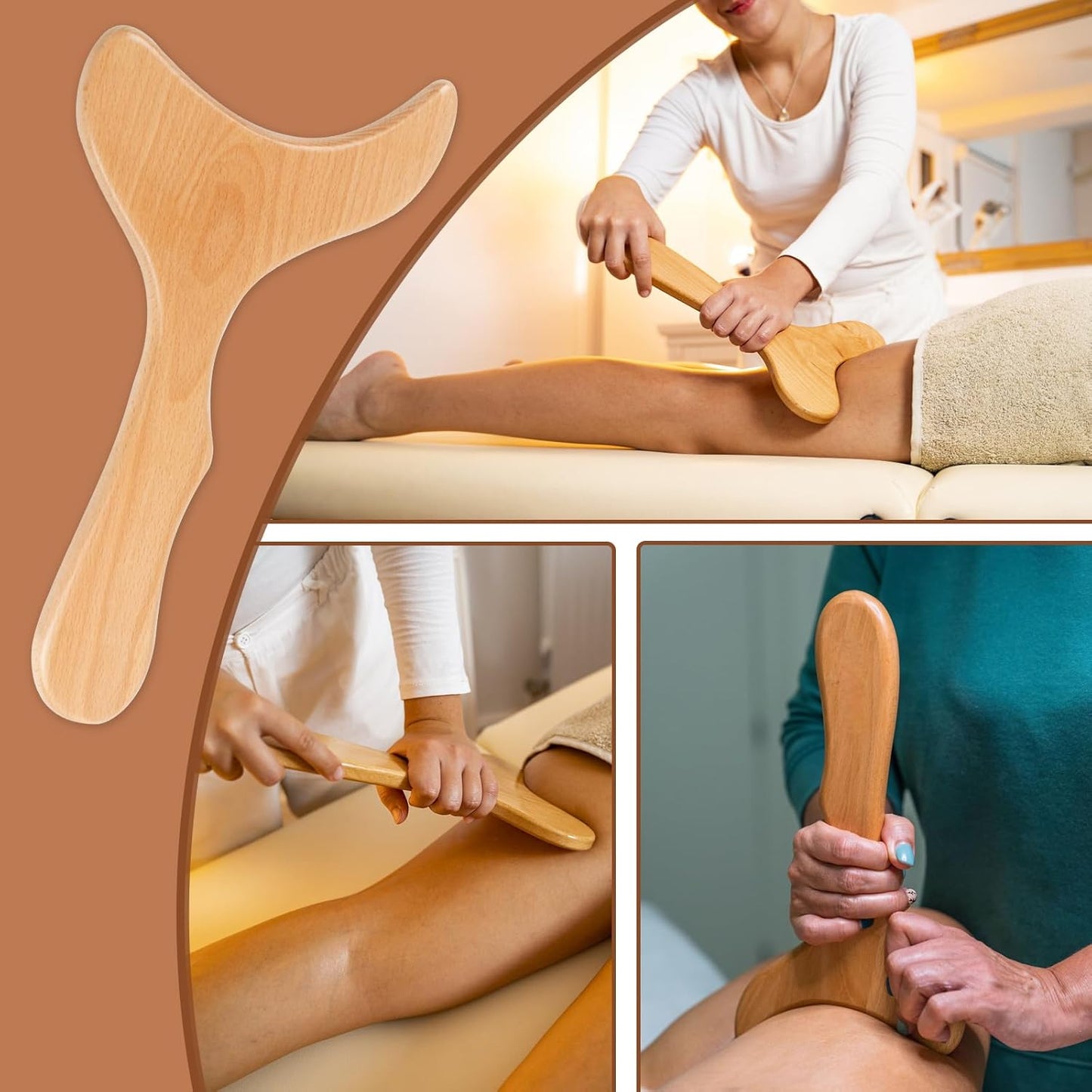 Wood Therapy Massage Tools, 4 in 1 Lymphatic Drainage Massager Body Sculpting Tools, Professional Maderoterapia Kit Cellulite Massager for Body Contouring,Relief Muscle