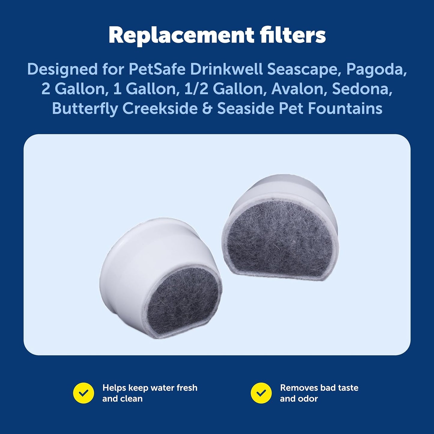 PetSafe Drinkwell Avalon & Pagoda Fountain Activated Carbon Filters - Better Hydration Choice - Long-Lasting Purity - Odor-Free Drinking - Universal Filter Replacement - 4 Pack