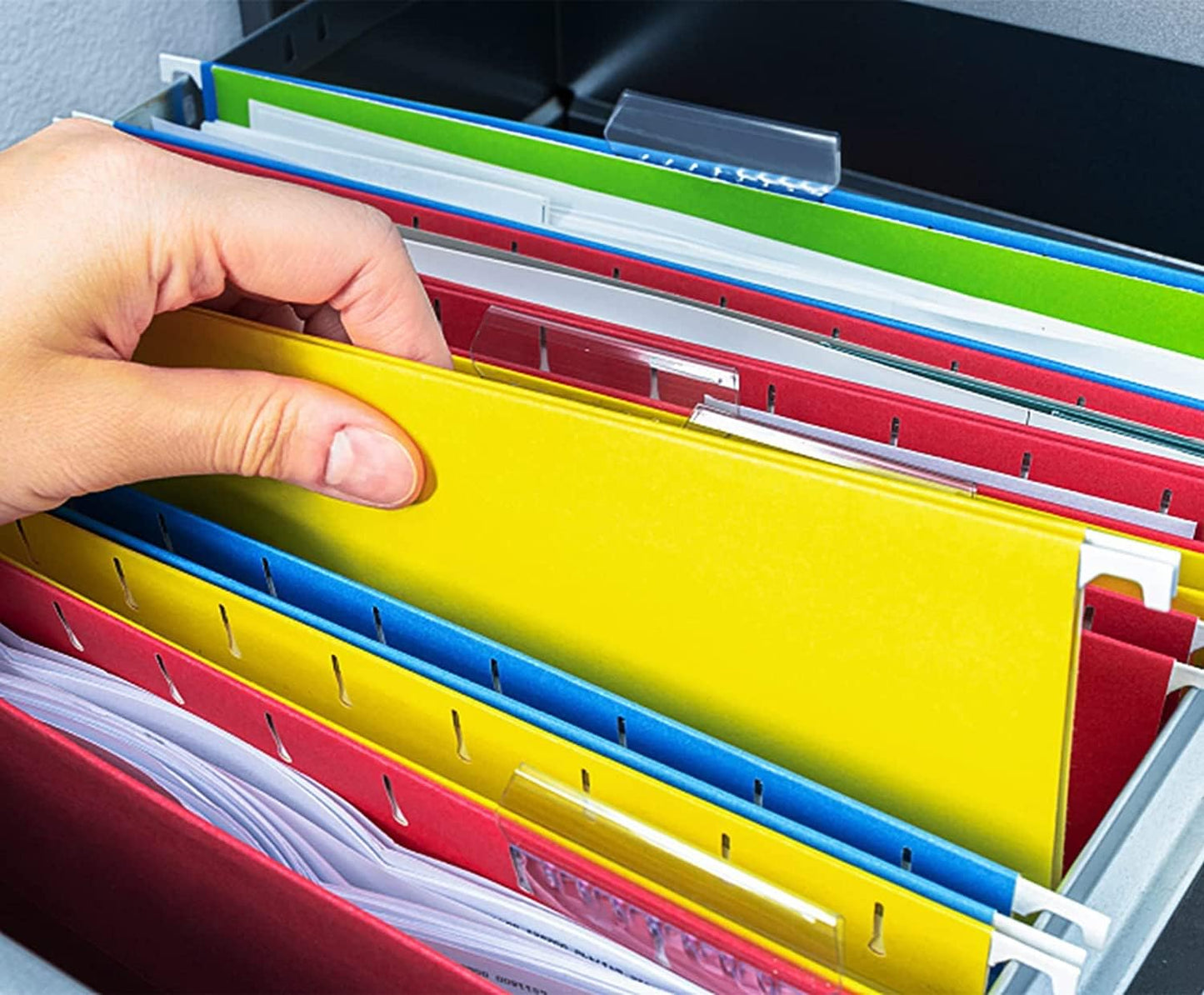 HERKKA Extra Capacity Hanging File Folders, 60 Pack Reinforced Letter Size Hanging Folders with Heavy Duty 1 Inch Expansion, Designed for Bulky Files, Medical Charts, Adjustable Tabs, Assorted Colors