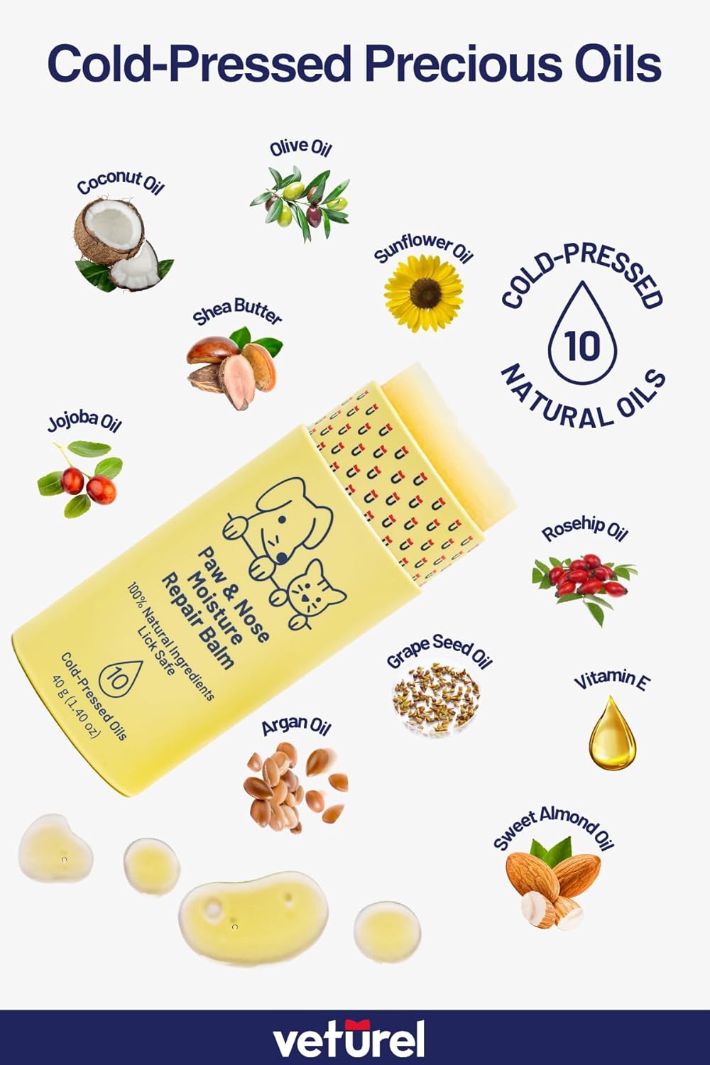 Paw & Nose Moisture Repair Balm | Heals, Regenerates & Strengthens Dry, Cracked & Damaged Paws and Noses | Lick Safe Paw Protector for Pets | Softens & Repairs (1)