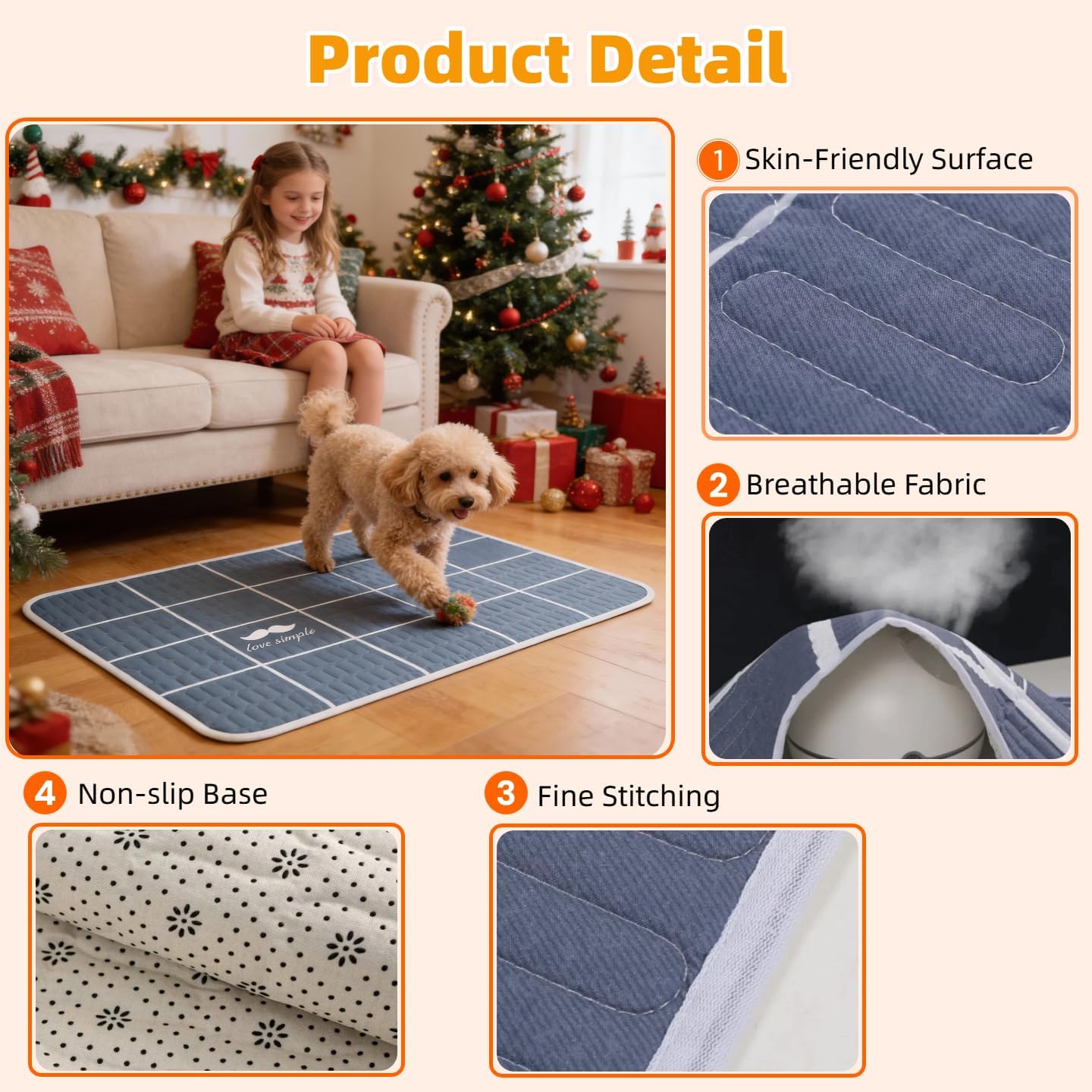Washable Puppy Pads with Pheromones, 4 Pack - Super Absorbent Leakproof Waterproof Reusable Puppy Potty Training Pads with Non-Slip Backing for Crate, Playpen, Bed, Whelping Box (Grey, 18" x 24")