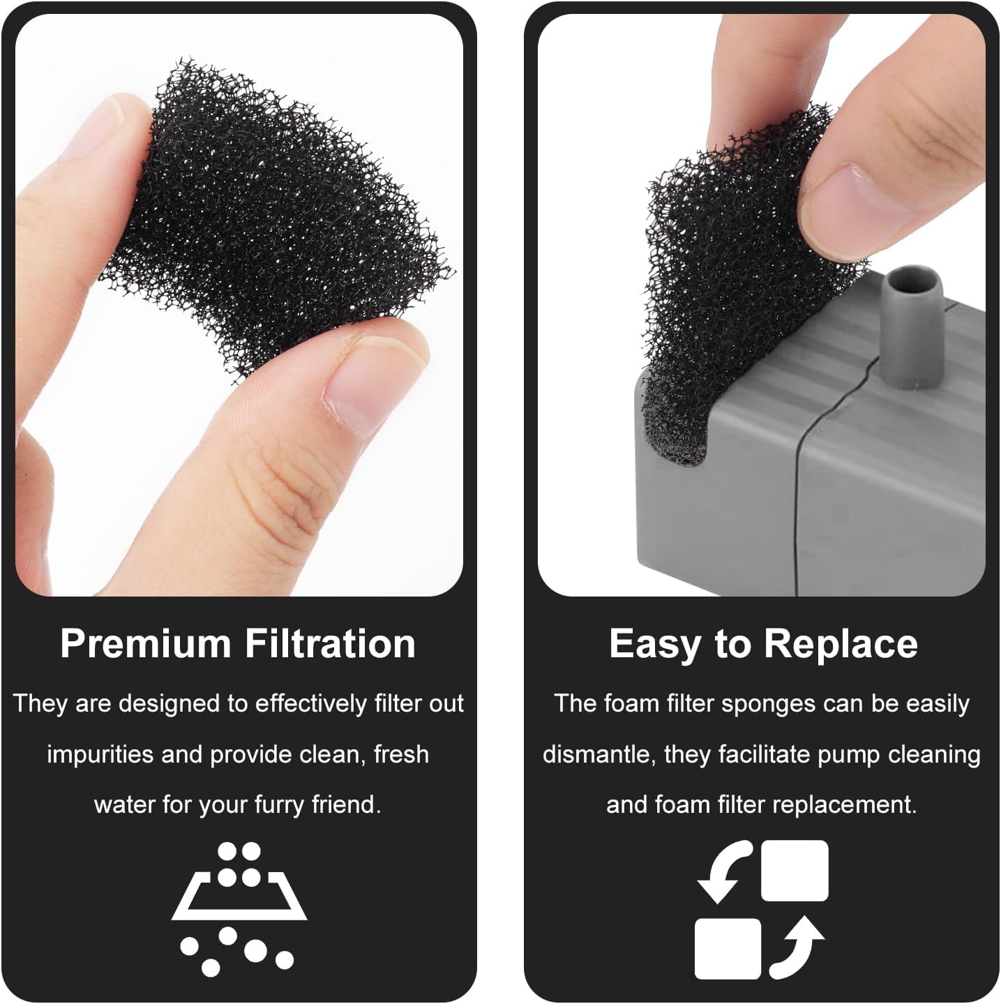 30pcs Pet Fountain Replacement Filter, Cat Drink Water Filter Replace Foam Filter Pet Fountain Foam Filter Compatible with PETKIT Eversweet 3 Pro