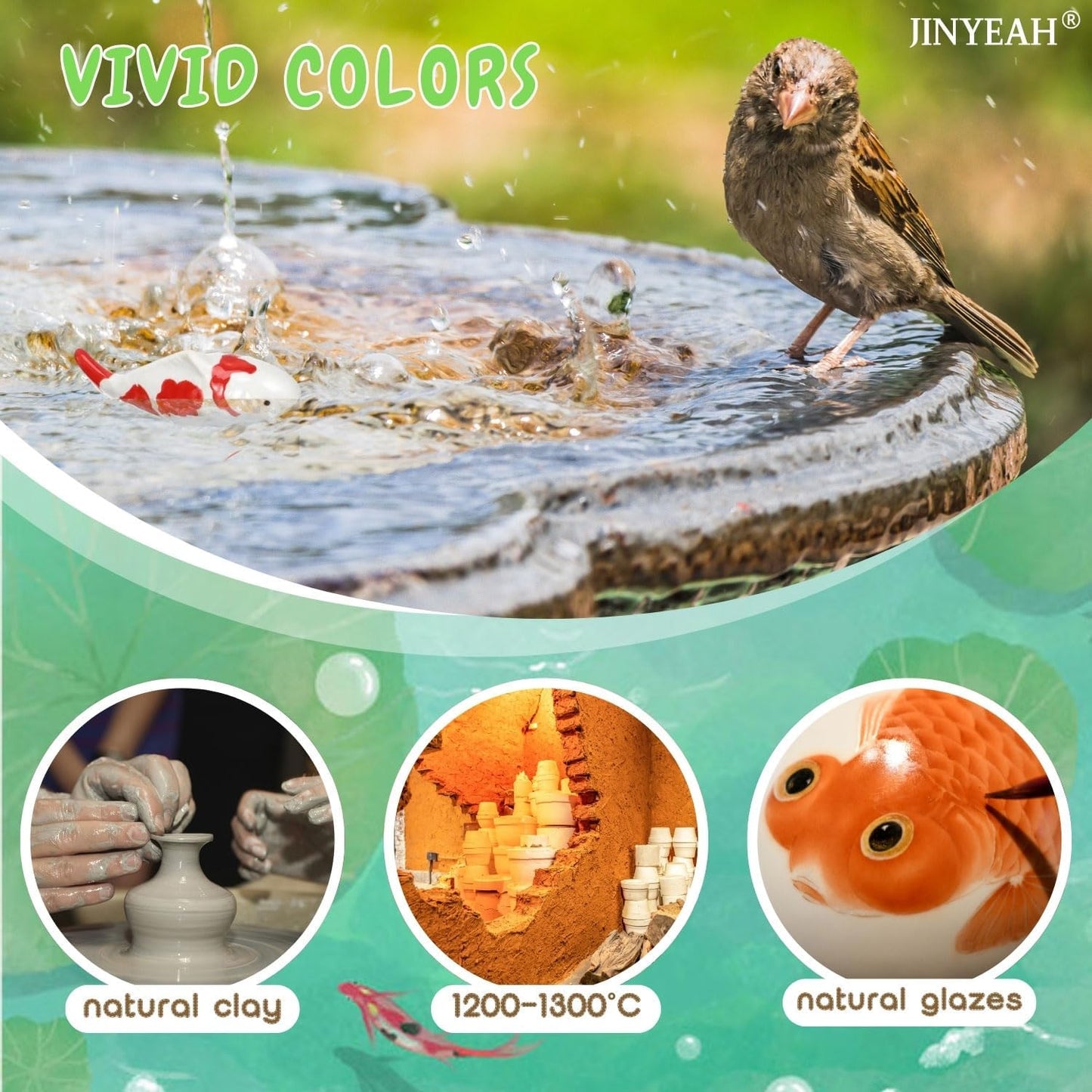 Ceramic Floating Koi Fish【China Glaze Craftsmanship】 Pond Decor Ceramic Floating Fake Fish Goldfish Koi Decor for Floating Pond Fountain Birdbath Fake Aquarium Decor 2PCS