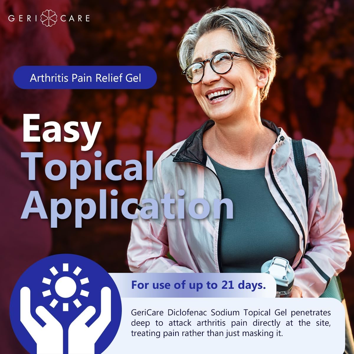 GeriCare Topical Arthritis Pain Relief Gel Diclofenac Sodium 1% (NSAID) Hand Wrist Elbow Foot Ankle Knee Extra-Strength Pain Reliever- Anti-inflammatory Arthritis Pain Treatment, 3.53oz (3 Pack)