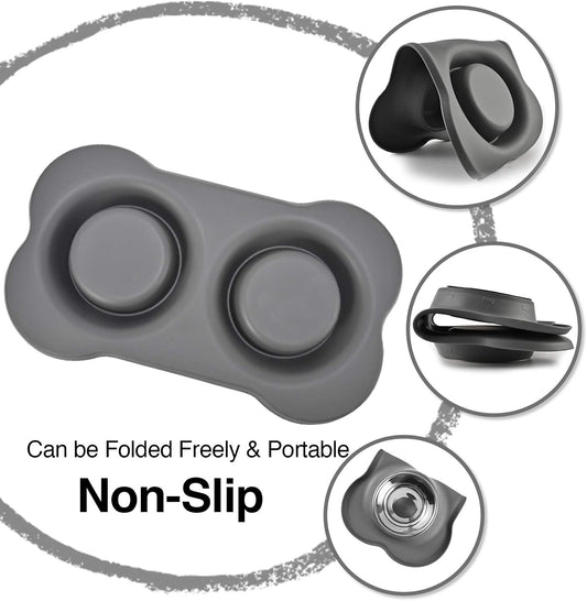Dog Bowls 2 Stainless Steel Bowl for Pet Water and Food Feeder with Non Spill Skid Resistant Silicone Mat for Pets Puppy Small Medium Cats Dogs