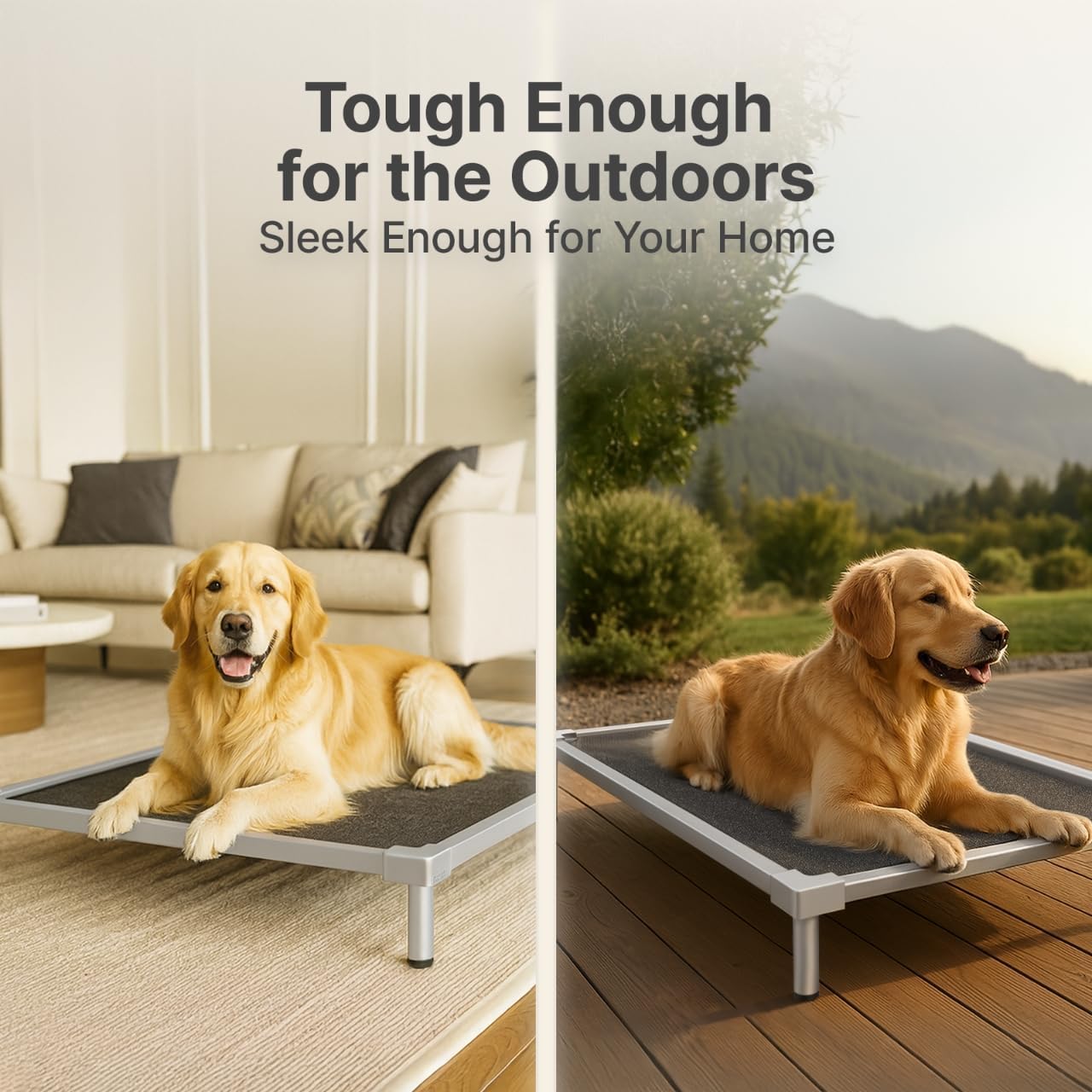 Elevated Dog Bed Medium Size Dog, Chew Proof Aluminum Alloy Heavy Duty Dog Supplies Cooling Raised Pet Cot Indestructible with Anti-Rust Washable Assembly for Crate Outdoor-40.6"x 28.7" x 7"