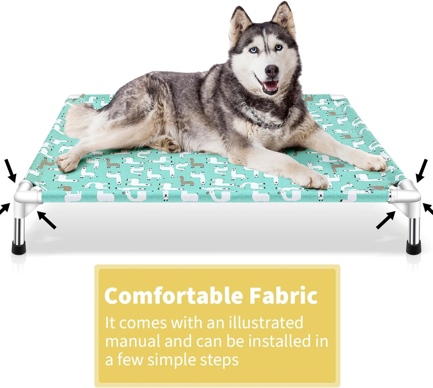 Elevated Dog Bed Pet cot for Large Dogs, Indoor and Outdoor Use for Large Pets