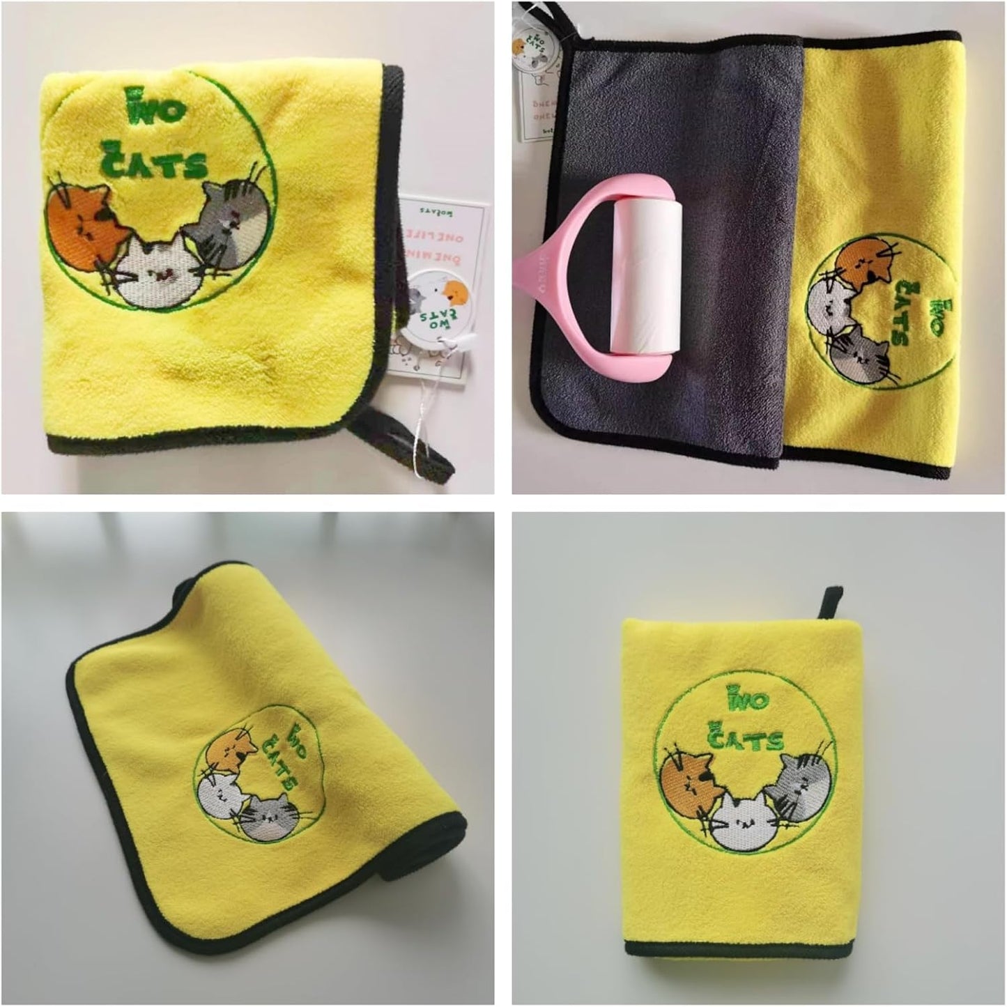 Microfiber Dog Towel- Super Absorbent Fast Drying Towel for Dogs Cats Yellow & Grey (S 11.81 * 23.62 in)