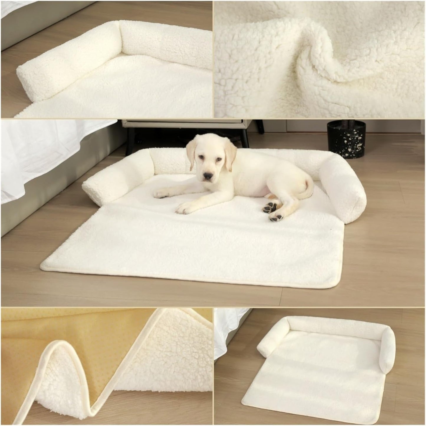 U-Shaped cat and Dog pet Pillow Plush Sofa nest Bed for Cats and Dogs to Sleep in Winter(White)