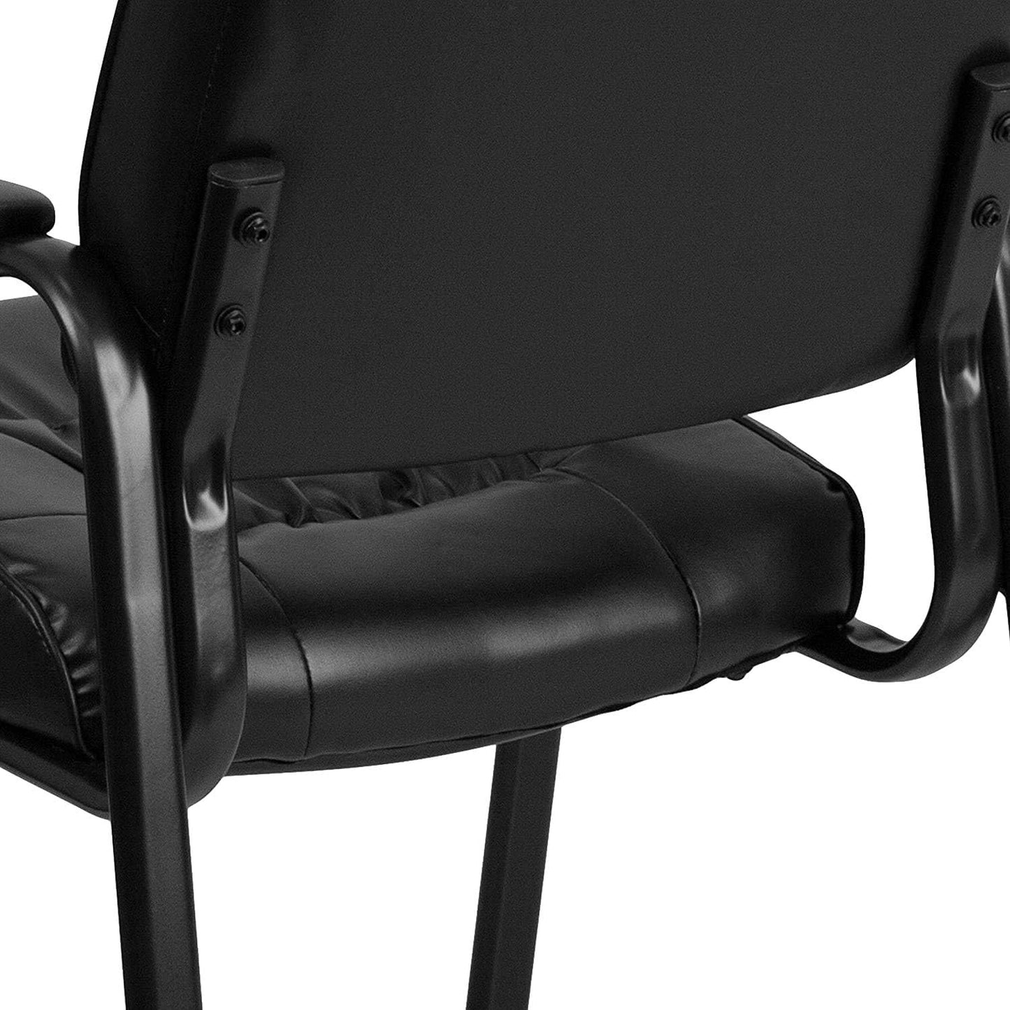 Flash Furniture Haeger LeatherSoft Tufted Executive Reception Chair with Padded Armrests, Upholstered Side Chair for Living Room or Office, Black