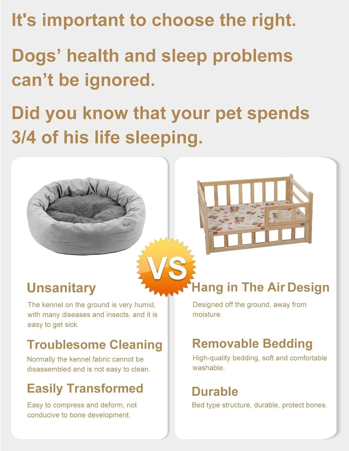 Pet Bed Large Pet Dogs Bed Wood Frame with Fence, Portable Washable Elevated Dog Couch Sofa, for Orthopedic Joint Relief, Indoor, Outdoor, Camping (Color : Style4, Size : S-54x39x38cm/2