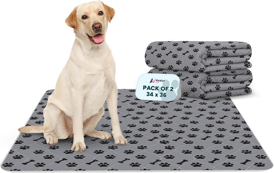 Washable Pee Pads for Dogs, 2 Pack Large 34"x36" Super Absorbent Dog Training Pads,100% Waterproof Non-Slip Dog Pads for Whelping, Reusable Puppy Pads to Protect Your Floor