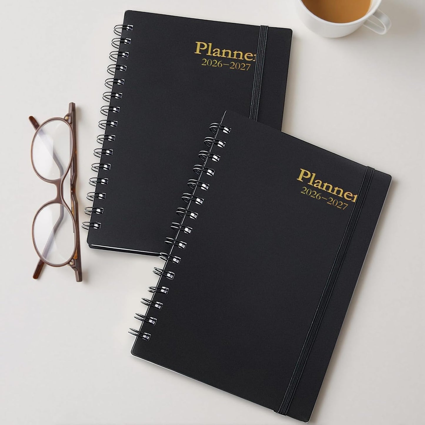 Daily Planner 2026-2027, 18-Month Weekly and Monthly Calendar Planner, January 2026 - June 2027, Planning Agenda Book with Laminated Tabs, Flexible Cover, 100GSM Thick Paper, A5 Size,Black