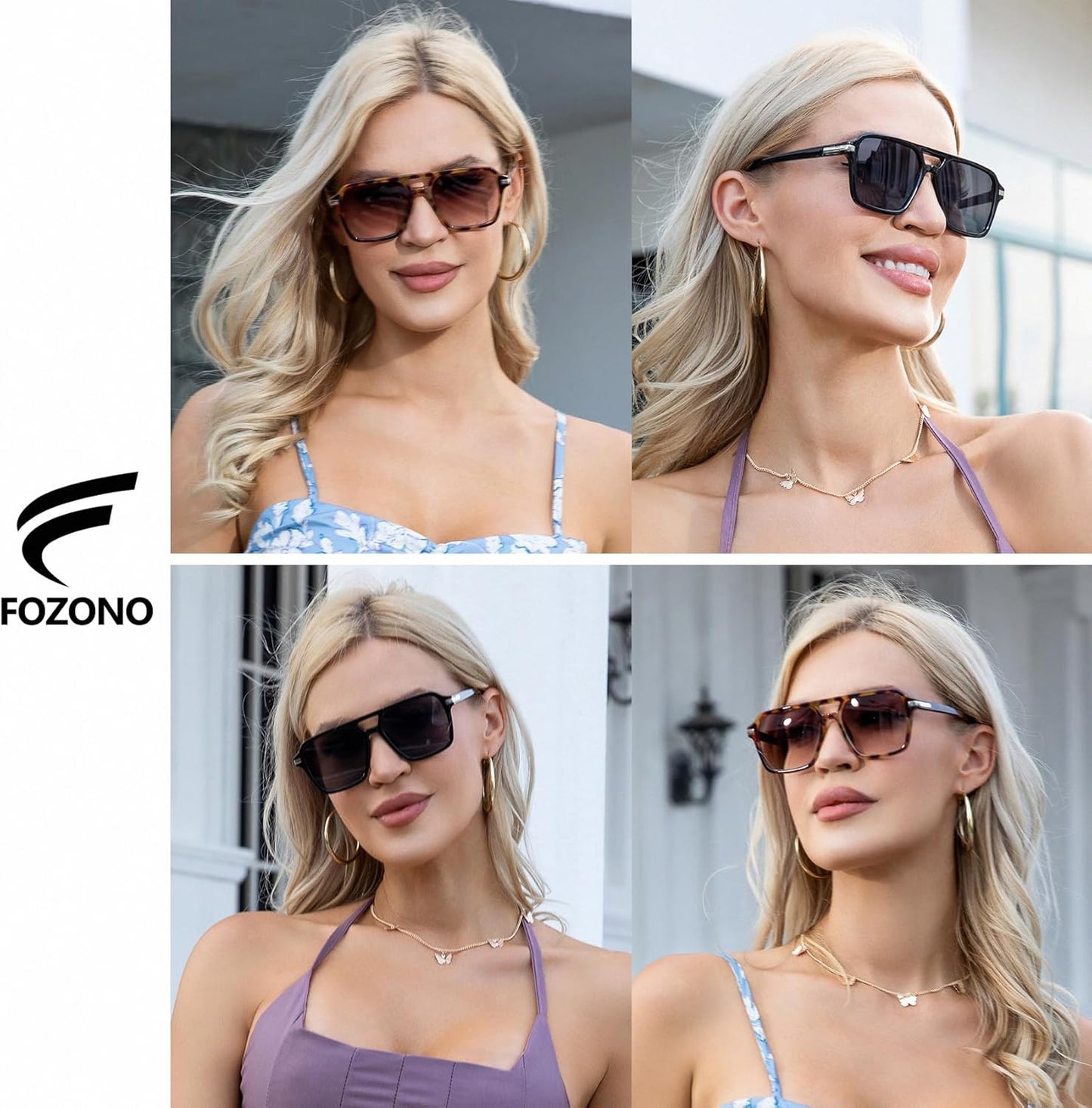 Retro Aviator Sunglasses for Women Men Trendy Classic Square 70s 80s 90s Vintage Shades Double Bridge Aviators FZN813