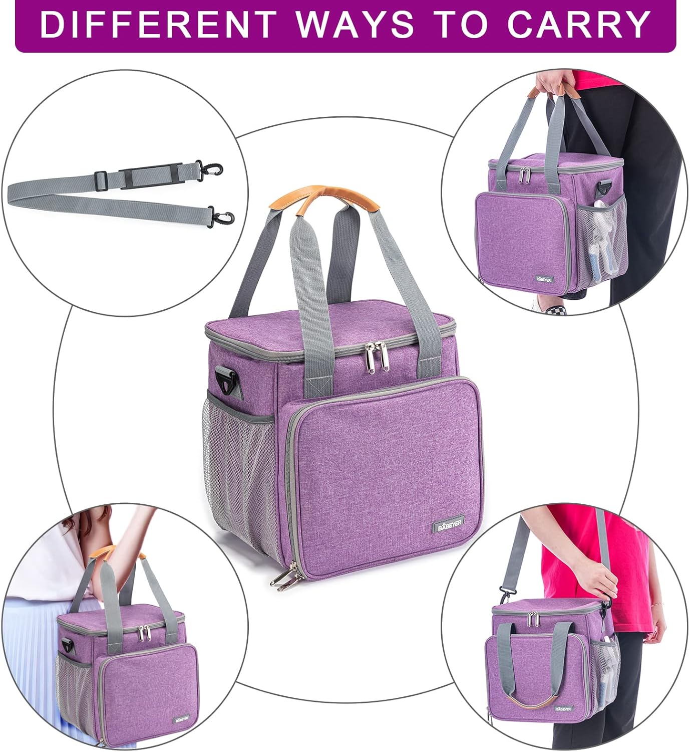 Pet Grooming Bag, Dog Grooming Supplies Organizer Tote Bag, Perfect for Pet Grooming Tool Kit Accessories-Purple
