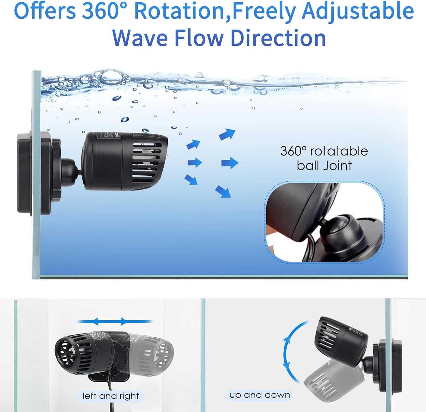 hygger Mini Wave Maker for 15-40 Gallon Aquarium with Magnetic Mount Quiet Powerhead for Saltwater and Freshwater Fish Tank 530 GPH