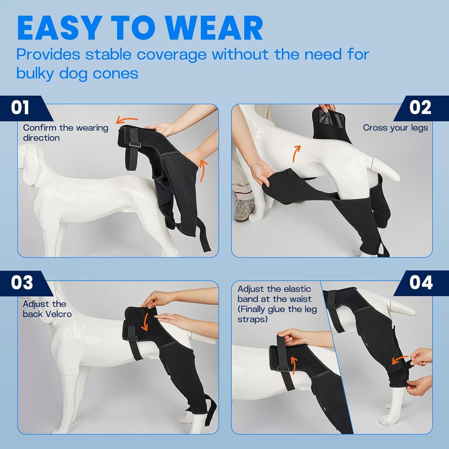 Dog Recovery Sleeve Rear Leg for Stop Licking, Comfortable Back Leg Pants for Wound ACL TPLO After Surgery, Dog Cone Alternative Protective, 2XL
