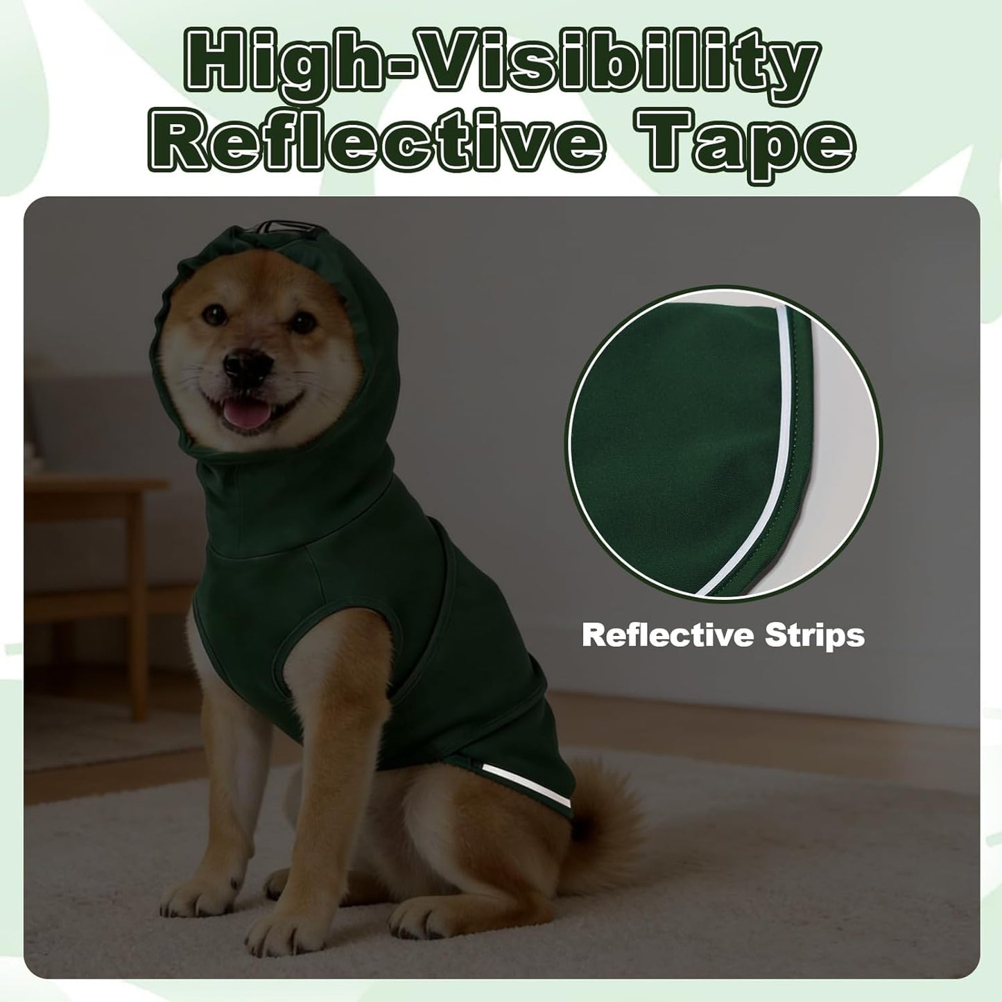 Skin-Friendly Dog Thunder Jacket for Medium Dogs, Soft Dog Calming Vest for Fireworks, Separation, Green Thunder Anxiety Jacket for Dogs and Cats