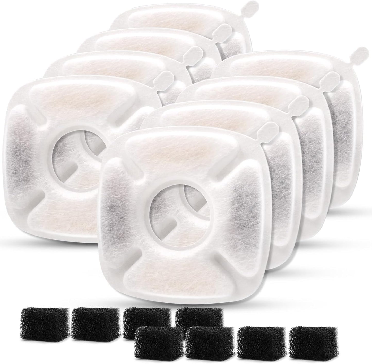 Cat Water fountain Filters - 16 Pack Replacement Filters & 16 Pack Replacement Pre-Filter Sponges Set for 67oz, 95oz, 135oz Automatic Pet Fountain Dog Water Dispenser
