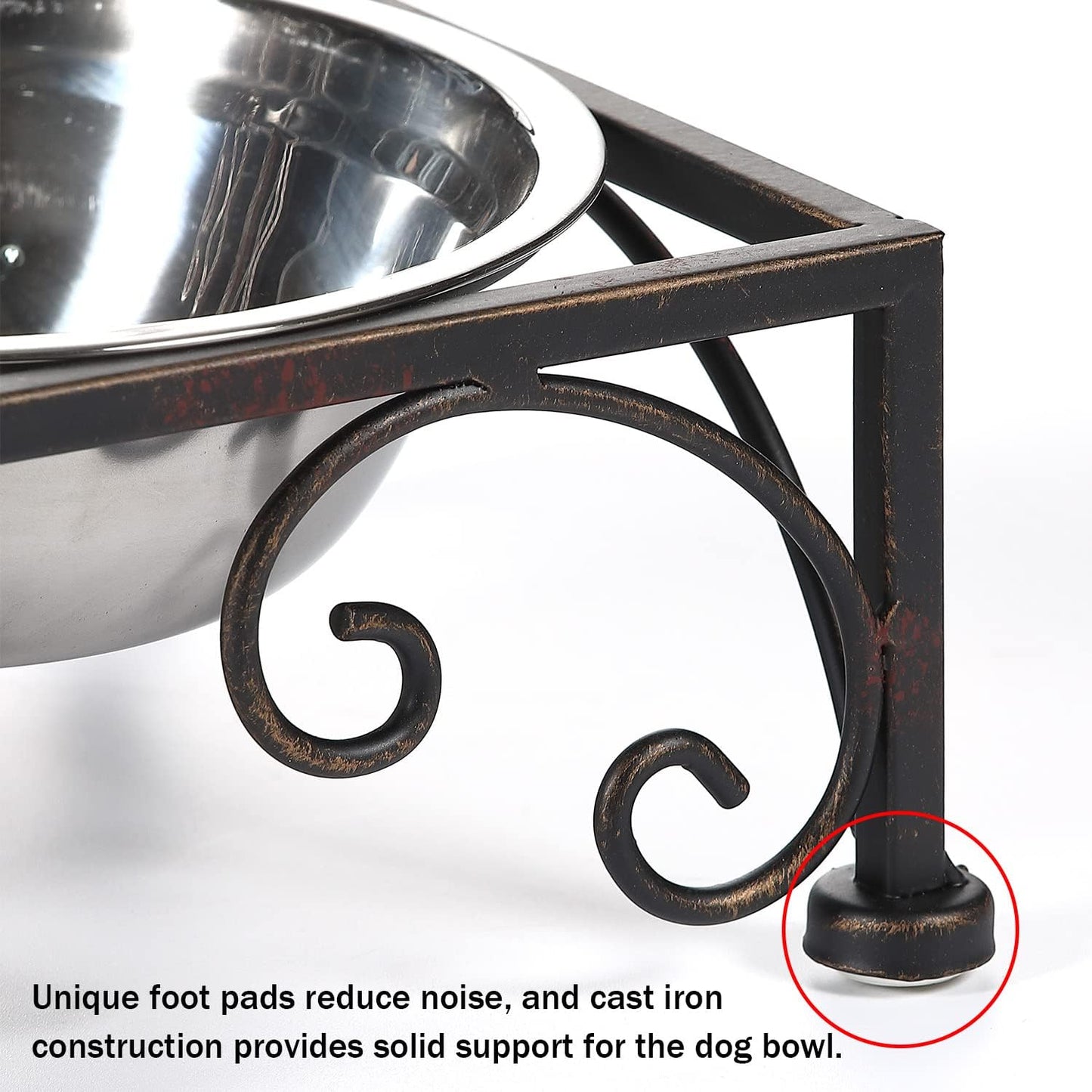 Elevated Dog Bowls for Small Dogs Metal Raised Dog Bowl Cat Dish Stand with Double Stainless Steel Pet Feeder for Food and Water Lifted Cats Bowls with Stand Elevated Pets Bowl Holder - Height 3.54"
