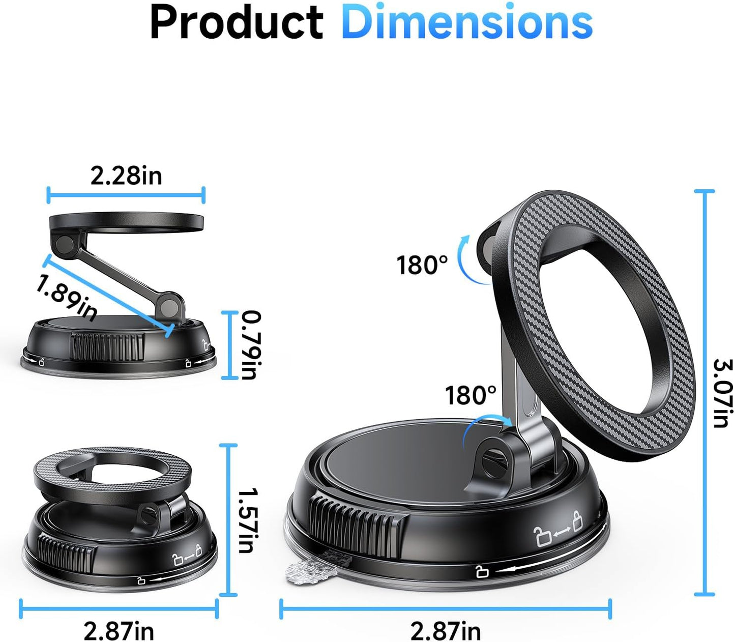 ANDERY Car Phone Holder for Magsafe [78+LBS Strongest Suction & 2400gf Magnetic] 360° Adjustable Car Phone Mount, Phone Holders for Your Car for iPhone 17-12 Pro Max Plus Air, Carbon Fiber