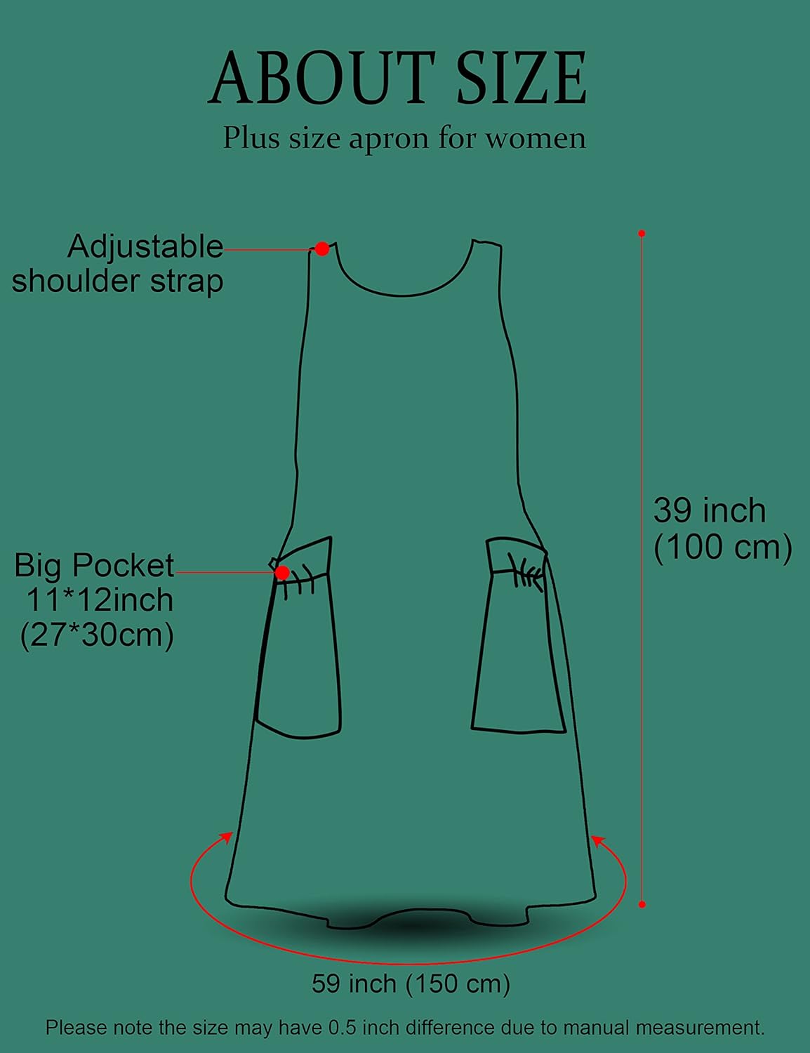 Big Plus Size Aprons for Women with Pockets Cotton Linen Baking Kitchen Cooking
