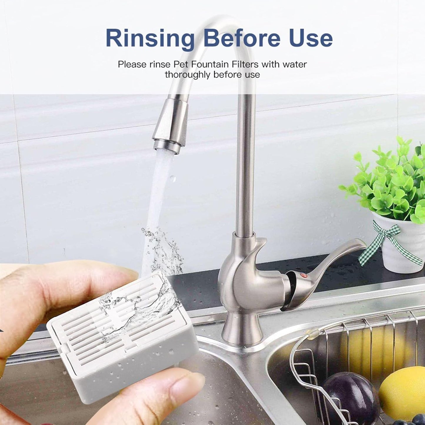 10 Pcs Cat Water Fountain Filters Replacement Filter for Automatic Dog Water Bowl Dispenser Best Replaced in 3-4 Weeks(8 Carbon Filters + 2 Foam)
