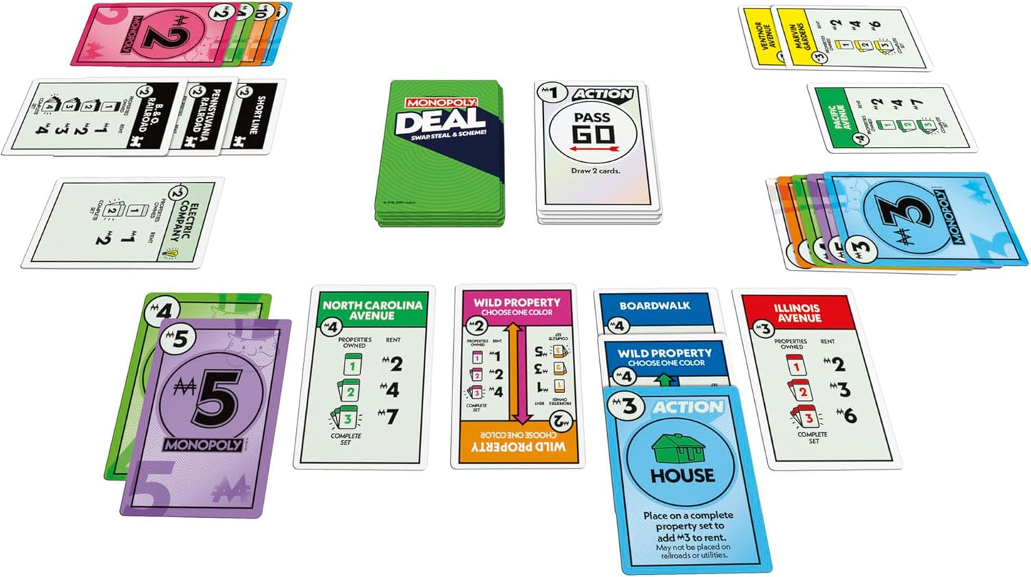 Monopoly Deal Card Game in Collectible Storage Tin | Ages 8+ | 2-5 Players | 15 Mins. | Fun Family Games for Kids, Teens, and Adults | Travel Games (Amazon Exclusive)