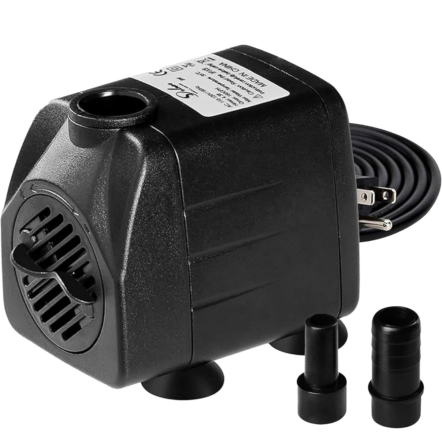Simple Deluxe 160 GPH Submersible Water Pump (600L/H, 8W), Ultra Quiet Fountain Pump with 4.3 ft, 2 Nozzles for Aquarium, Pool, Hydroponics, Black