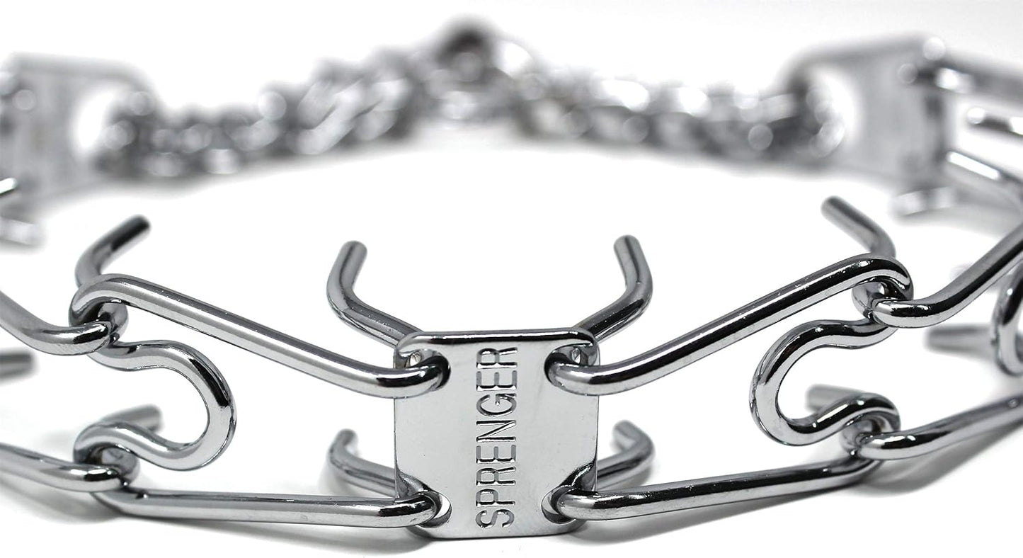 Herm Sprenger Prong Dog Training Collar Ultra-Plus Chrome Plated Steel Pet Pinch Collar No-Pull Collar for Dogs Anti Pull Training Collar Made in Germany 4mm x 25in Large