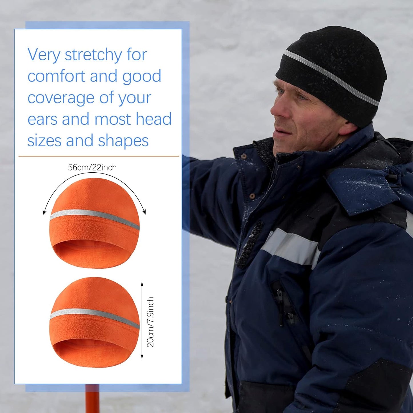 3 Pieces Safety Beanie High Visibility Reflective Beanie Hat Unisex Winter Security Beanies for Outdoor Night Works, Sports