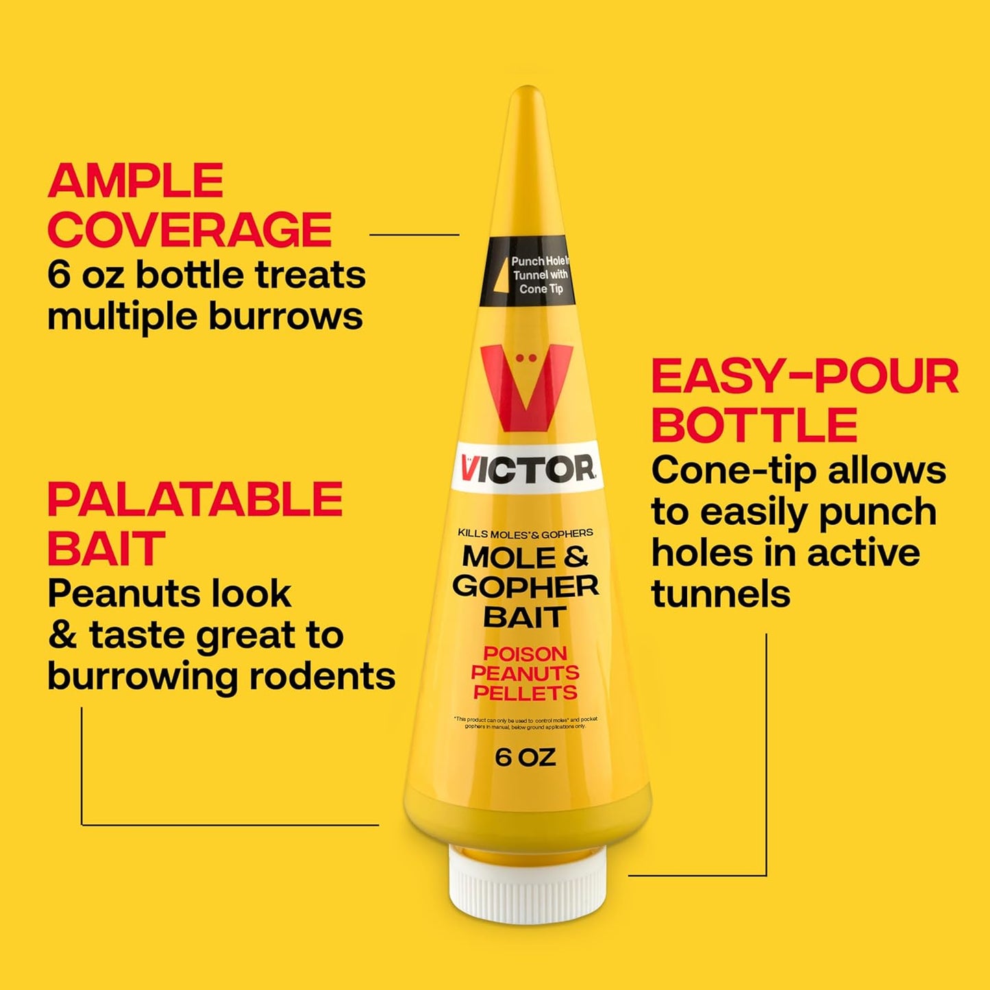 Victor M6006 Outdoor Mole & Gopher Poison Peanuts, Mole and Gopher Killer Bait, 4 Pack
