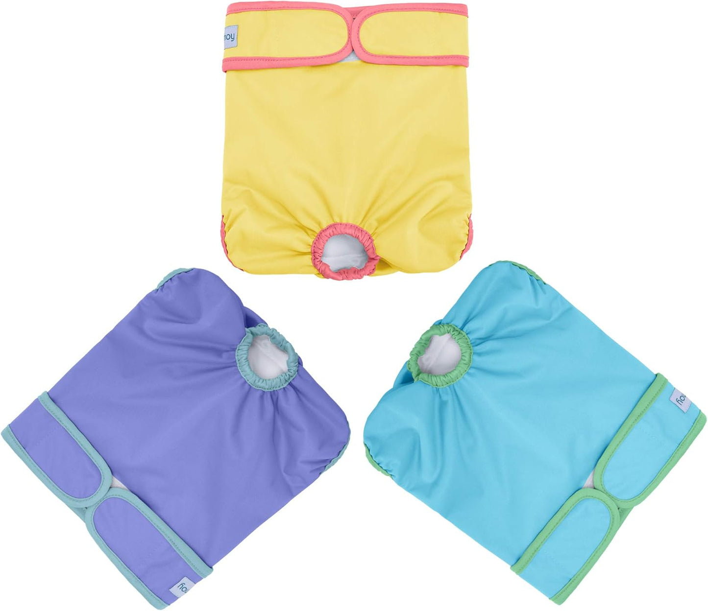 Teamoy 3Pcs Washable Female Dog Diapers, Reusable Doggie Diaper Wraps for Female Dogs, Super-Absorbent and Comfortable, Yellow + Purple + Blue, XL