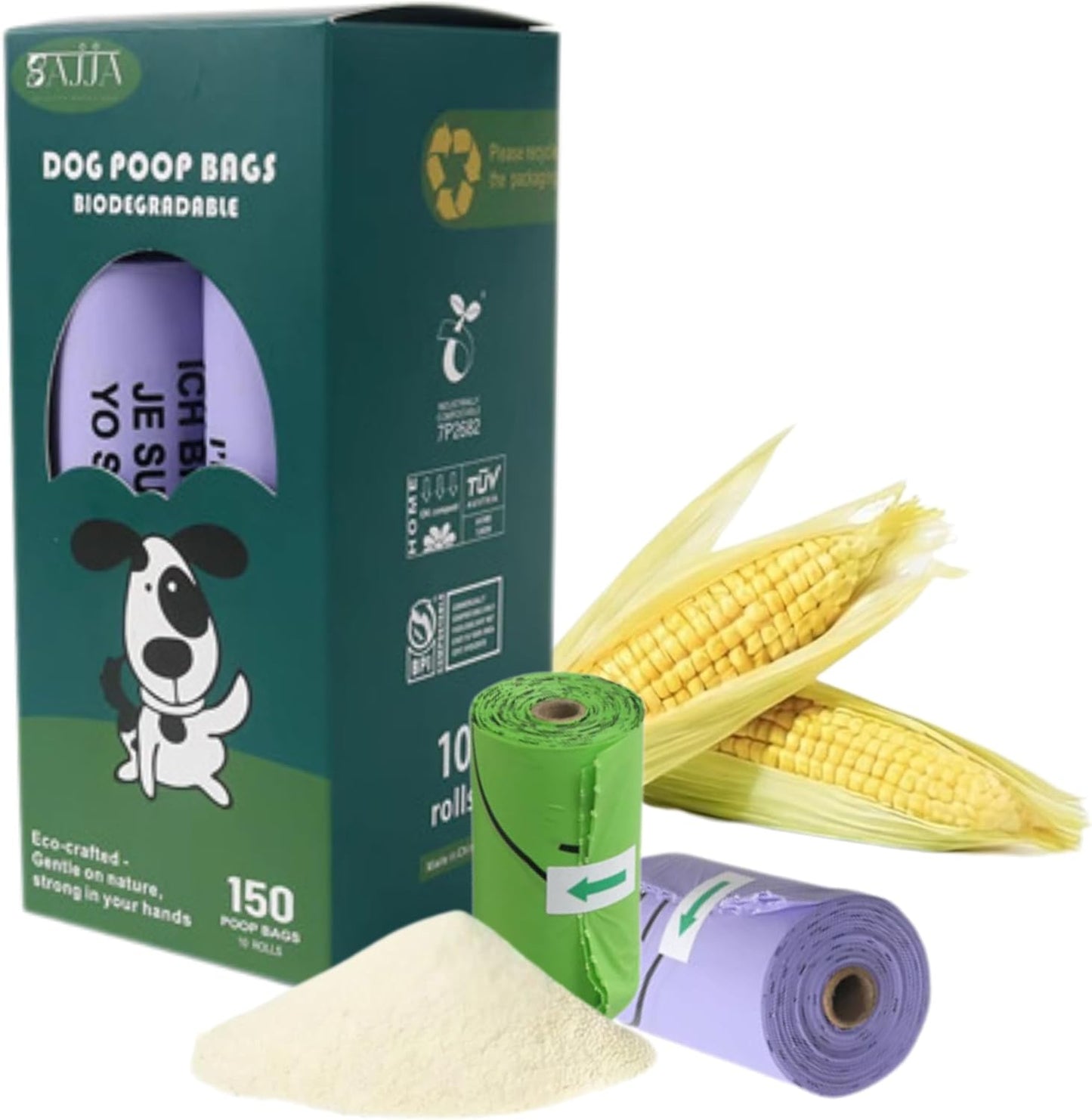 0 Plastic -150 bags, 100% Certified Home Compostable Dog Poop Bags - we give back to World Animal Protection - ASTM D6400 & EN 13432 Compliant, extra thick & Leak proof dog poop bags