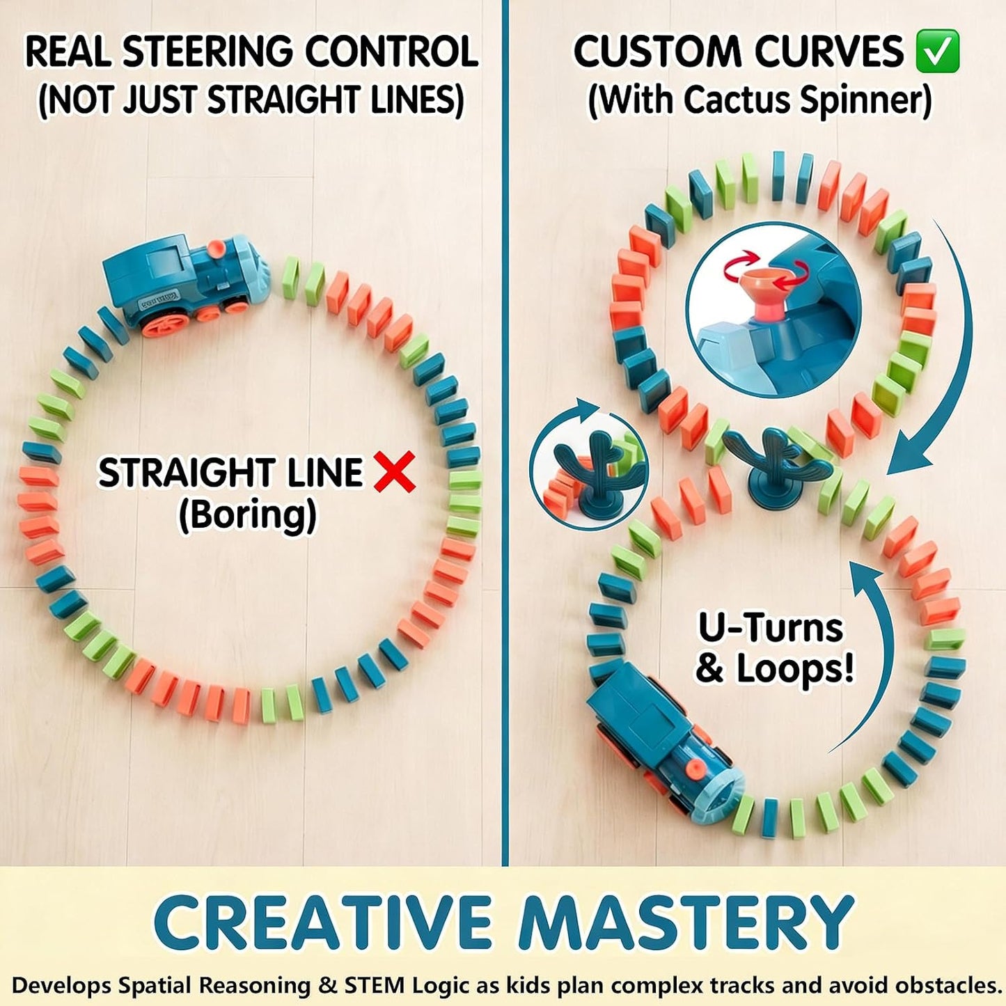 Domino Train Toys Kids Games - Automatic Stacking Creative Game 3+ Year Old - Stem Montessori Toy for Boys 4-6 - Summer Autistic Christmas Birthday Gifts 5 6 Toddler Ages 4-8