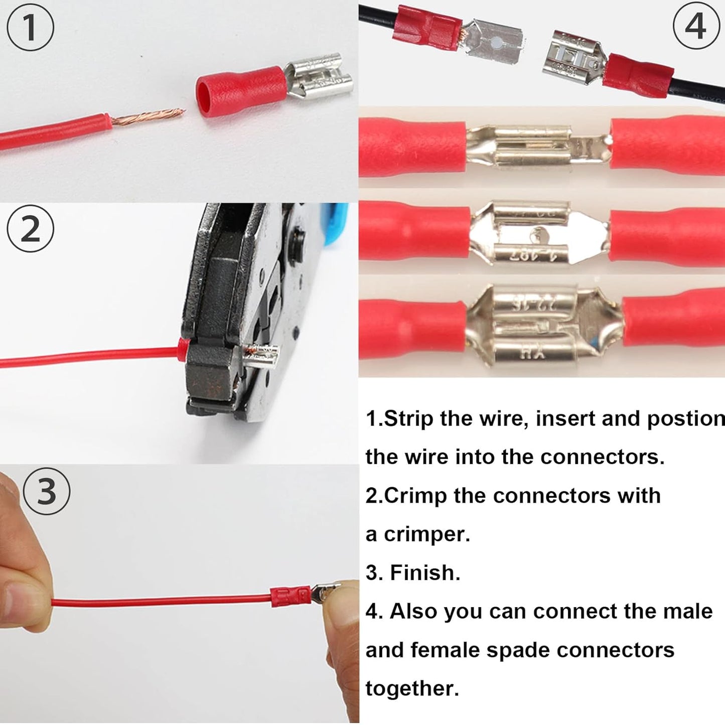 280PCS Crimp Connectors, 2.8mm 4.8mm 6.3mm Male and Female Spade Connector kit, 15 Types Crimp Terminals Electrical Connectors, Electrical Terminals Includes Spade Ring Fork Wire Connectors