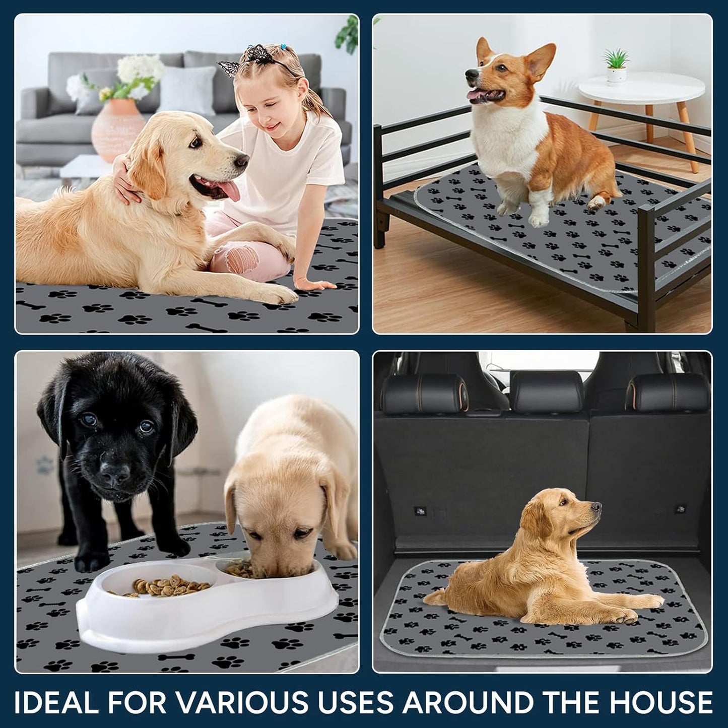 Washable Pee Pads for Dogs, 1 Pack 18"x24" Super Absorbent Dog Training Pads,100% Waterproof Non-Slip Dog Pads for Whelping, Reusable Puppy Pads to Protect Your Floor