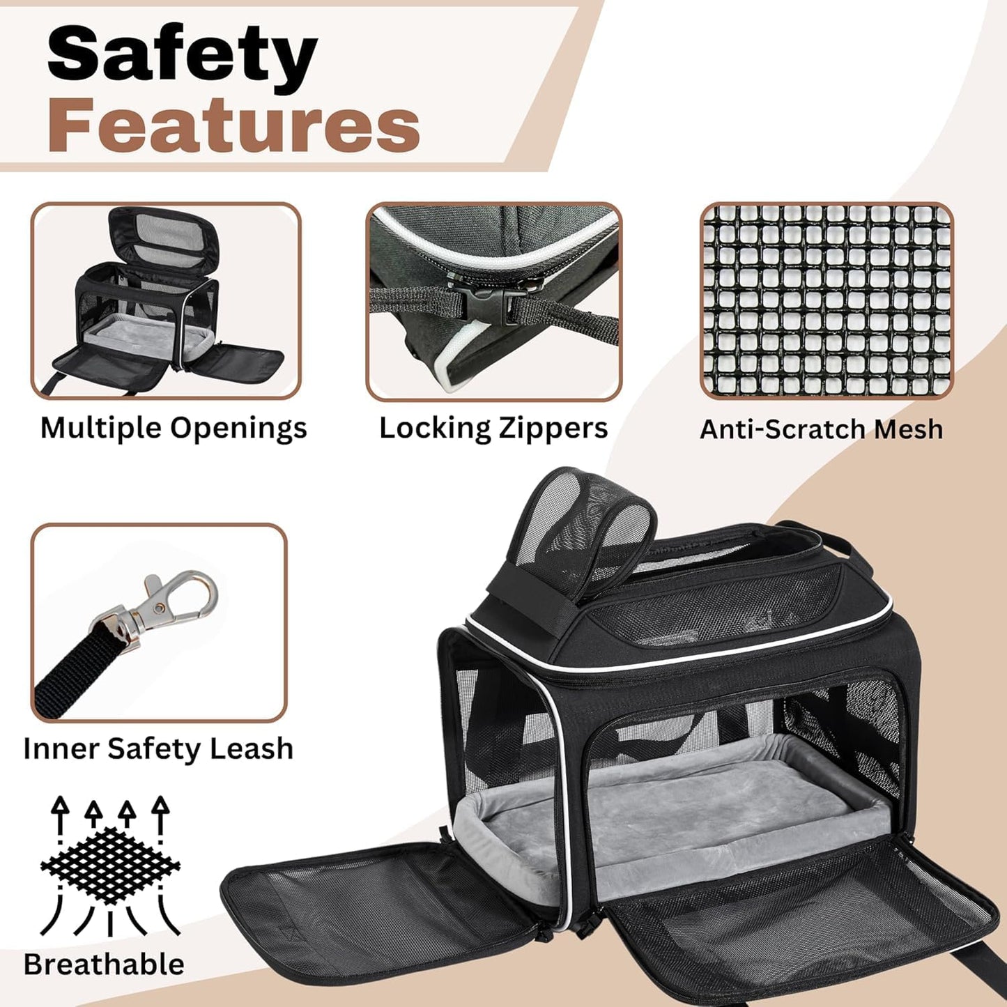 Airline Approved Top-Expanding Pet Carrier on Wheels- Rolling Carrier- Designed for Dogs & Cats- Extra Spacious Soft Lined Carrier! 18x11x11 (Original Mesh Sides)