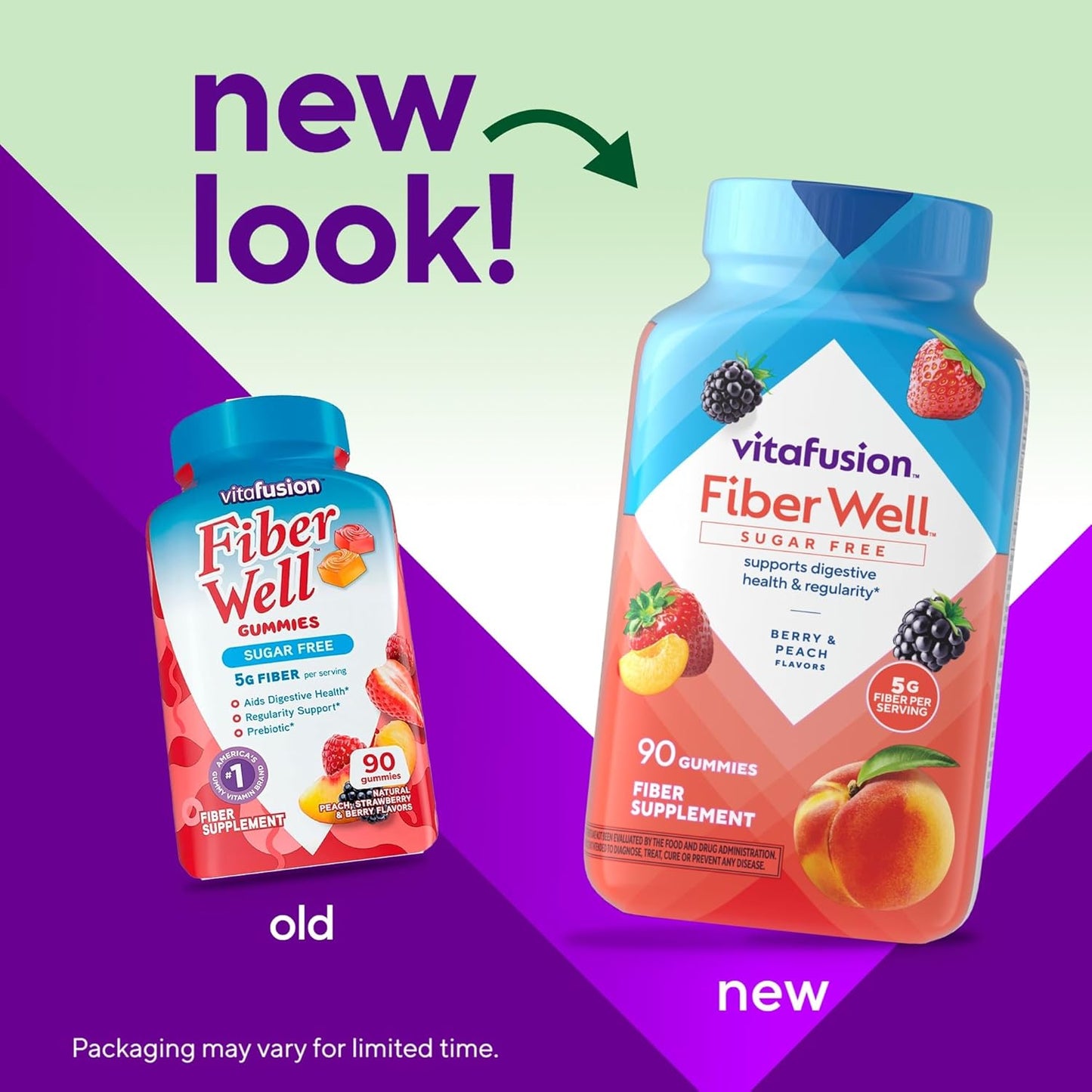 Vitafusion Fiber Well Gummy Vitamins, 90 Count (Packaging May Vary)
