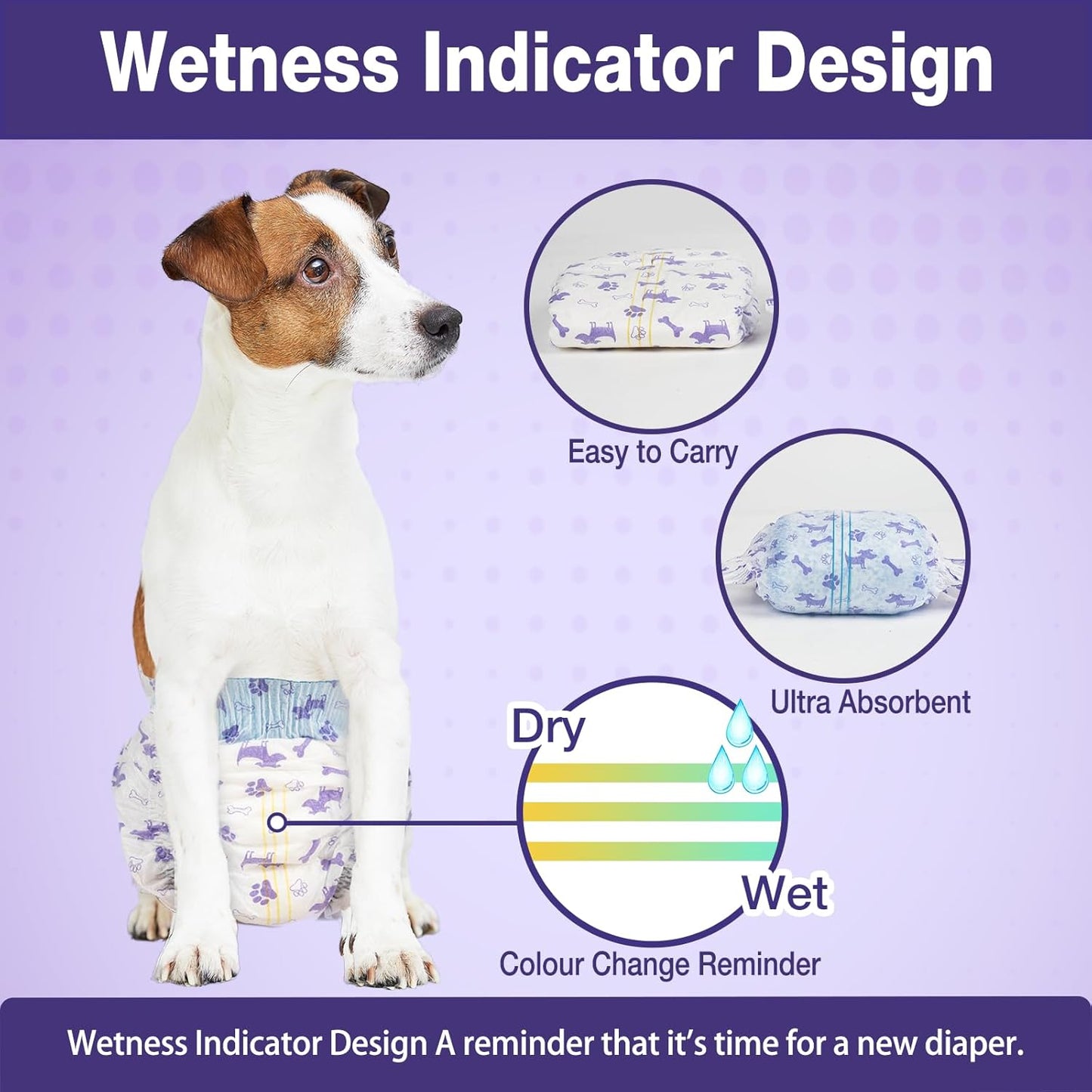 Pet Soft Female Dog Diapers - Disposable Doggie Diapers with Wetness Indicator, Puppy & Cat Diaper Super Absorbent, Fit for Female Dog in Heat or Incontinence, 20pcs (XXS, Mixed)