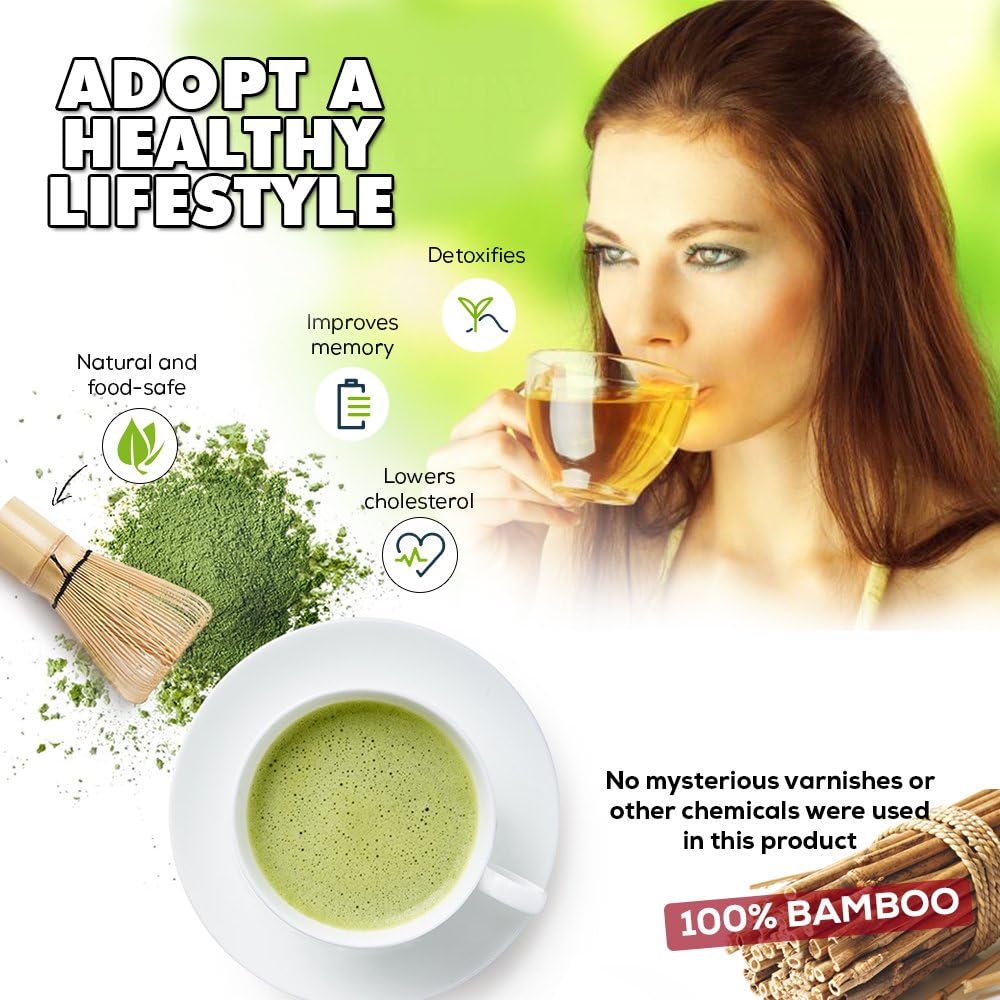 BambooWorx Matcha Whisk Set - (Chasen), Traditional Scoop (Chashaku), Tea Spoon. The Perfect Sets to Prepare a Traditional Cup of Japanese Tea, Handmade from 100% Natural Bamboo
