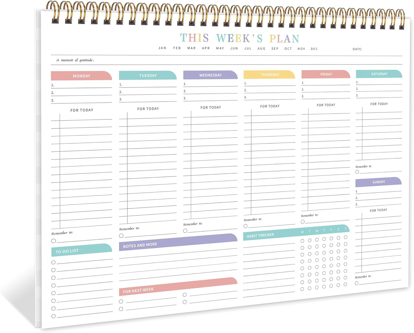 Weekly To Do List Notepad with 52 Undated Sheets（8.5"×11"）- Undated Weekly Desk Planner for Women & Man, School/Office Supplies