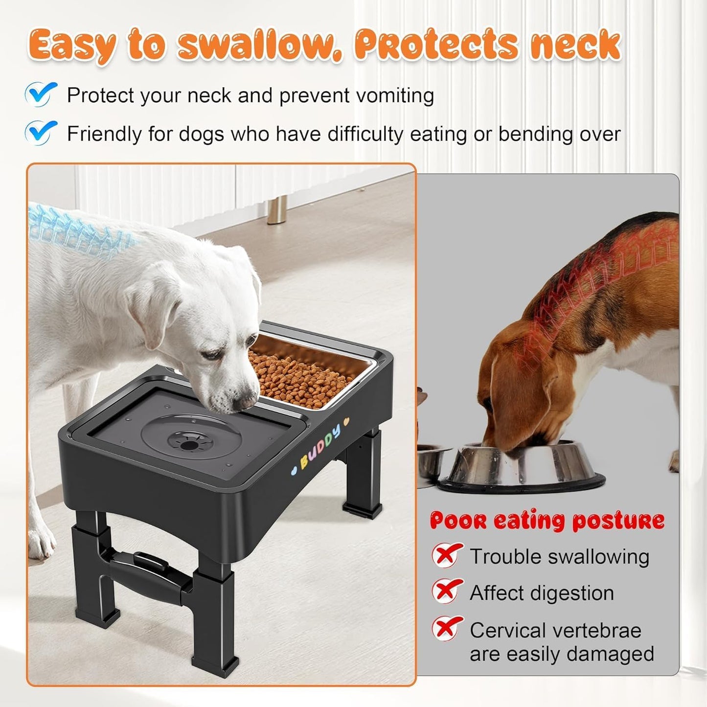 Decflow 1PCS Slow Feeder Dog Food Bowls for Medium Large Dogs, Black
