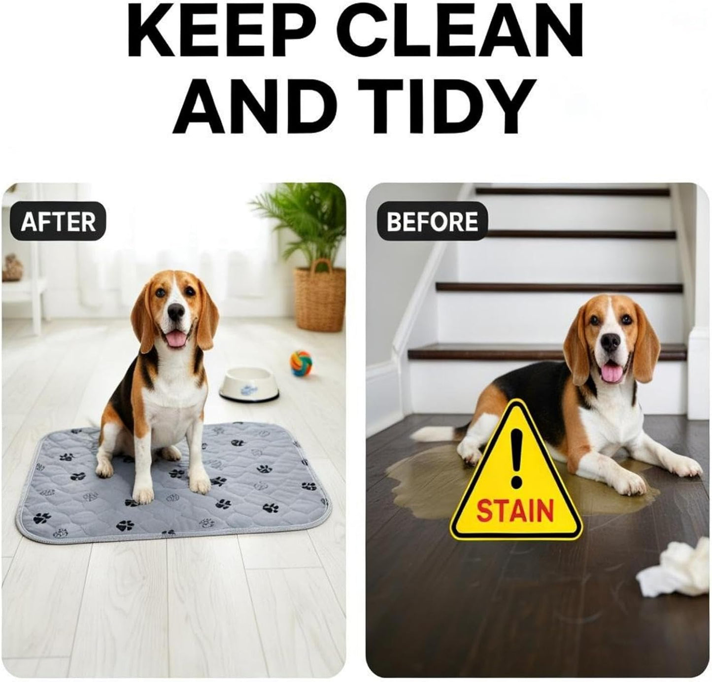 32" x 36" Reusable Dog Training Pads with Pheromone Stickers Washable Puppy Pee Pads, 4-Layer Super Absorbent & Leakproof Potty Training Mat with Non-Slip Bottom for Indoor Dogs, Crate & Travel, Gray