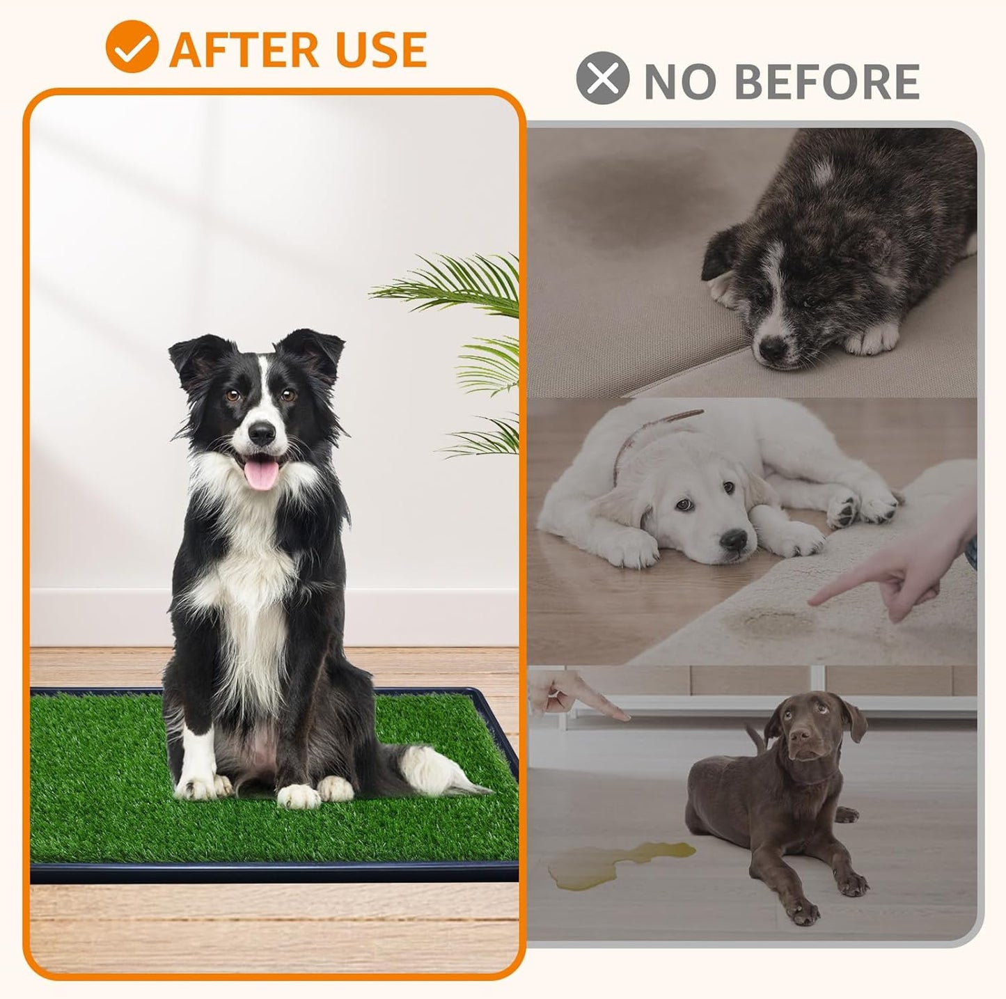 LOOBANI 33.2in x 21in Replacement Artificial Grass Puppy Training Pads, Quickly Absorbency Portable Dog Potty Grass, Fit 35x23in Potty Tray(1 Pack)