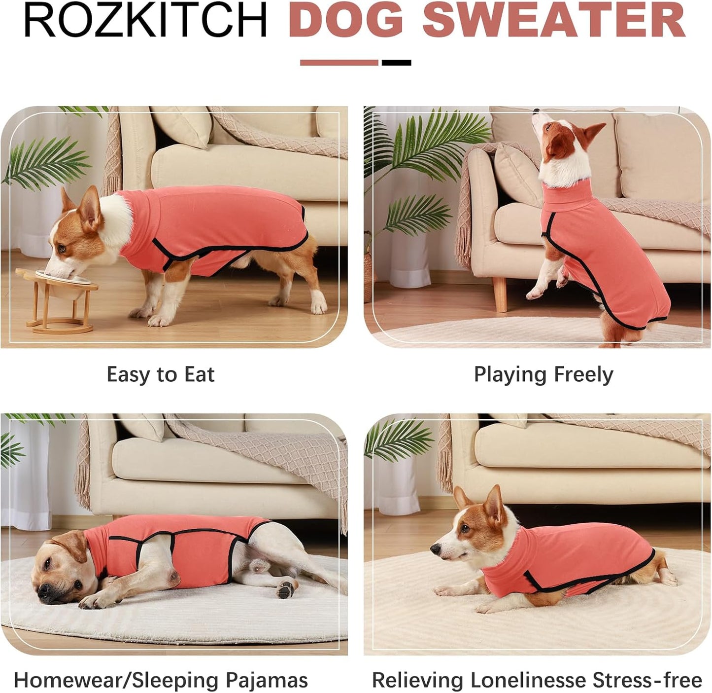 ROZKITCH Dog Winter Coat Soft Pullover Pajamas, Pet Windproof Warm Cold Weather Jacket Vest Cozy Jumpsuit Apparel Outfit Clothes for Small Medium Large Giant Walking Hiking Travel Orange 2XS